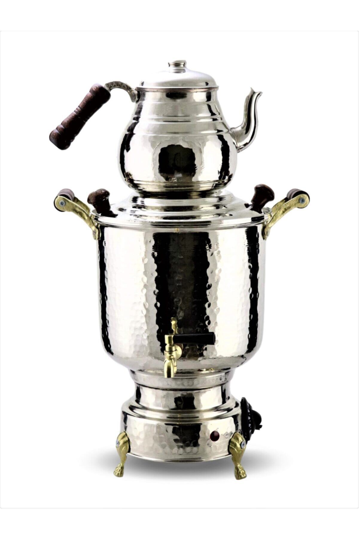 MORYA 1 Mm Kalın Dövme Düz Termostatlı Bakır Semaver 4 Lt