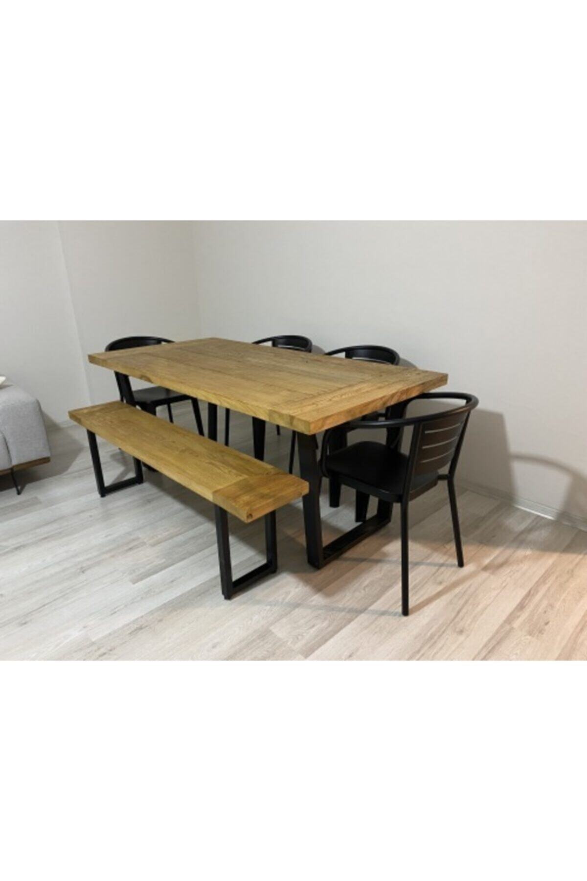 ISIKLARWOOD Doğal Ahşap Kestane Masa Takımı (bench )