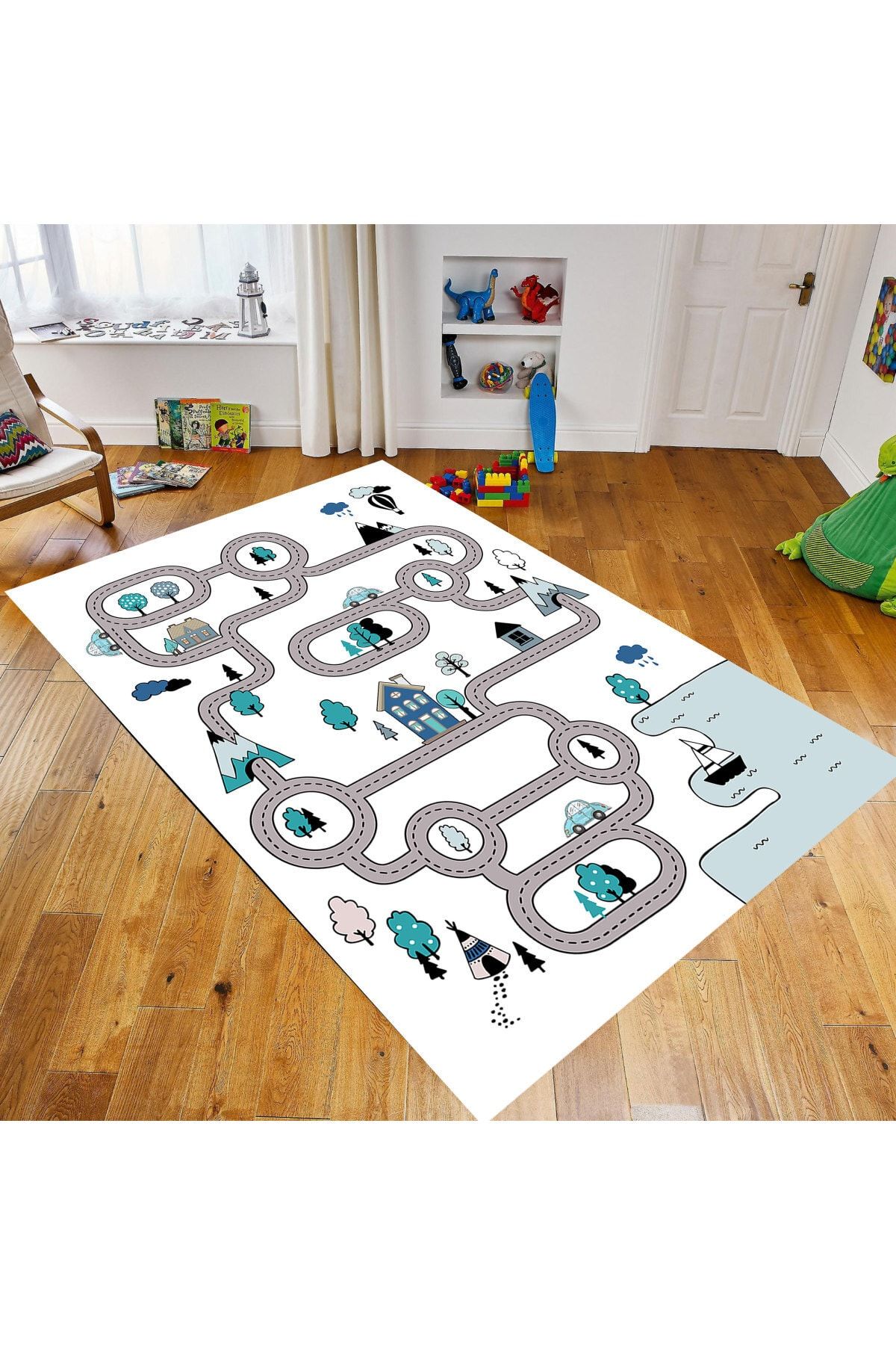bkkids agacli araba yolu aktiviteli cocuk odasi halisi 150x200 fiyati yorumlari trendyol