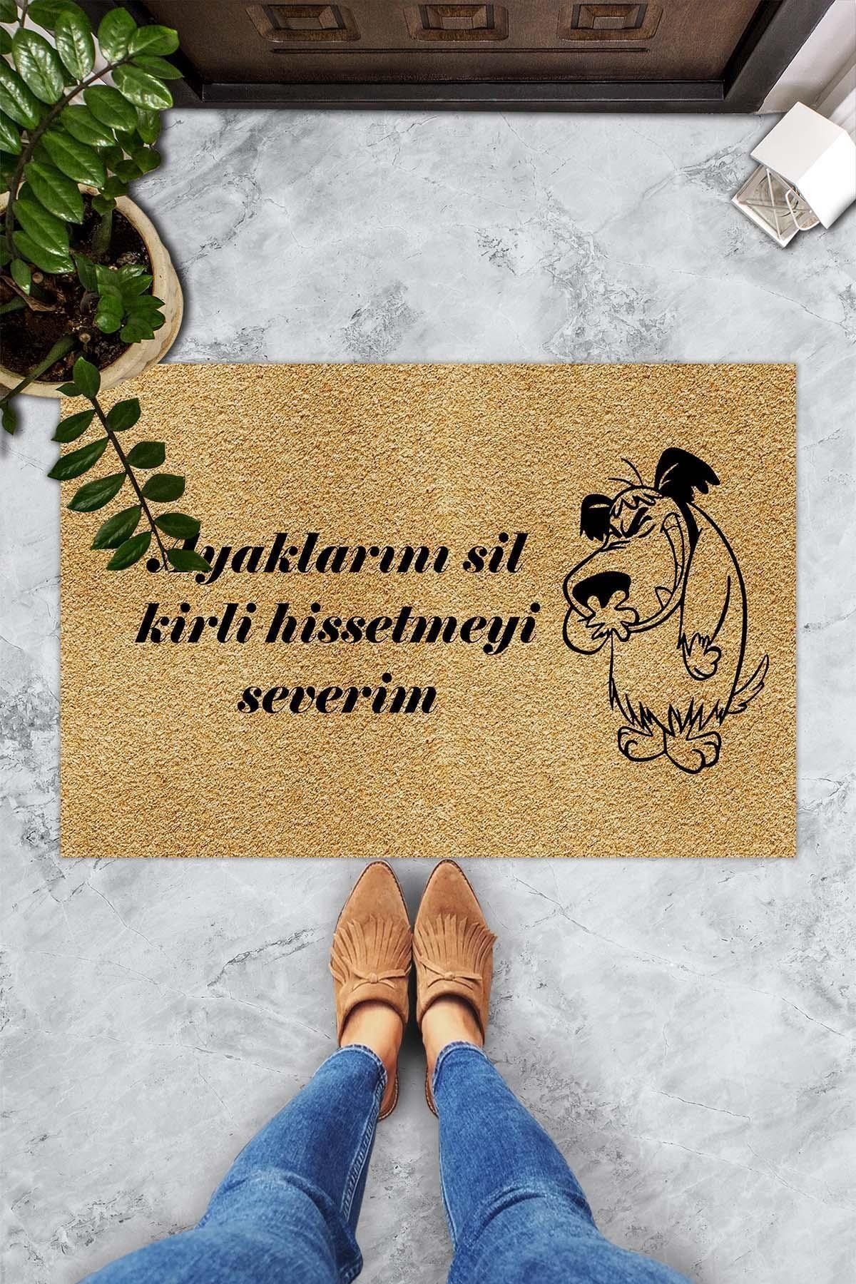 Evsebu Köpek Desenli Dekoratif Kapı Önü Paspası