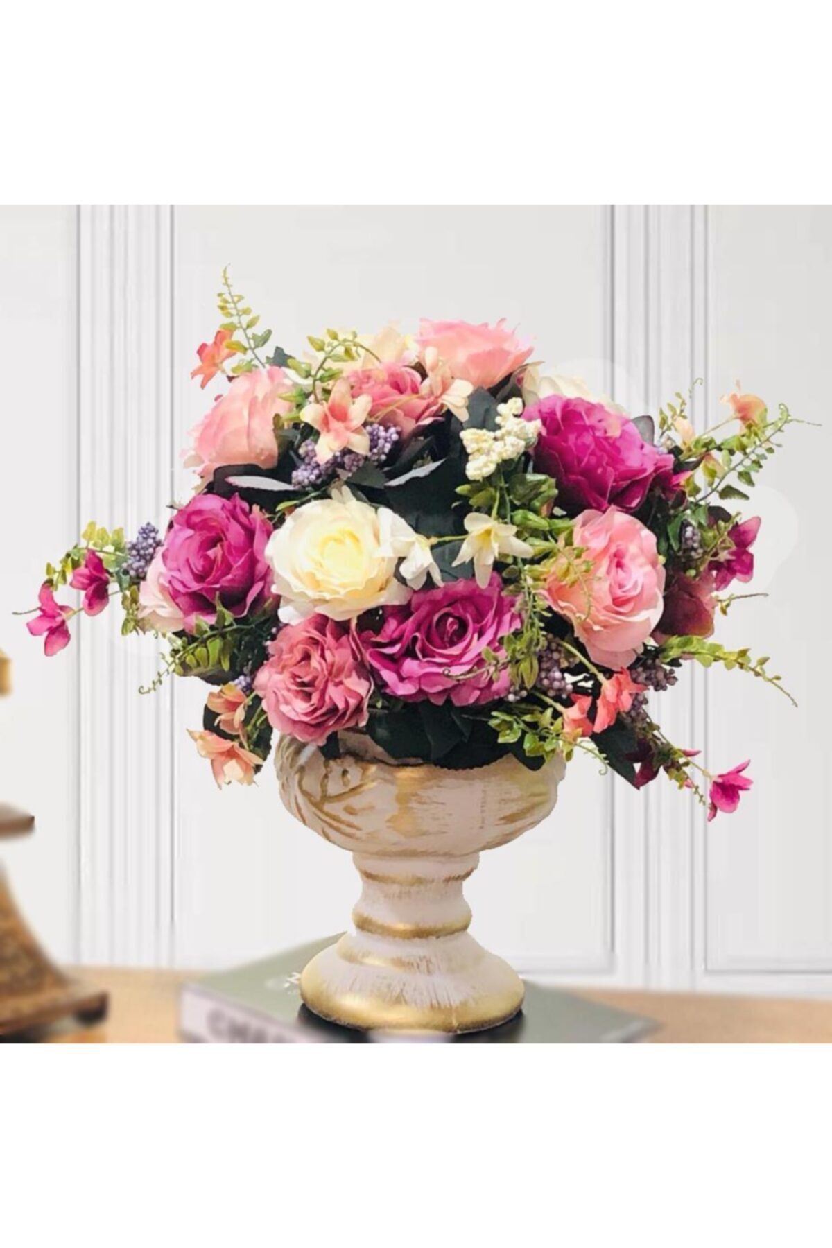 Nettenevime Yapay Çiçek Li Seramik Kupa Vazo Lu Arajman Nişan Çiçeği Kız Isteme Fuşya