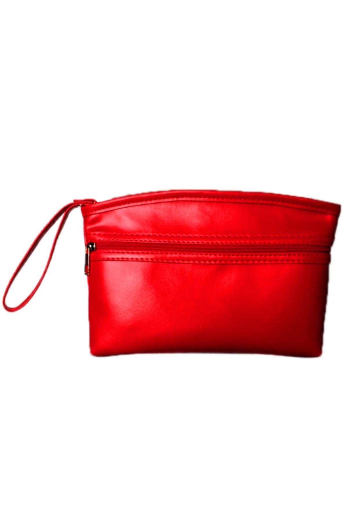 redpoloshop Entegre Bayan Makyaj Çantası 2 Bölmeli 26x15 Cm Kırmızı