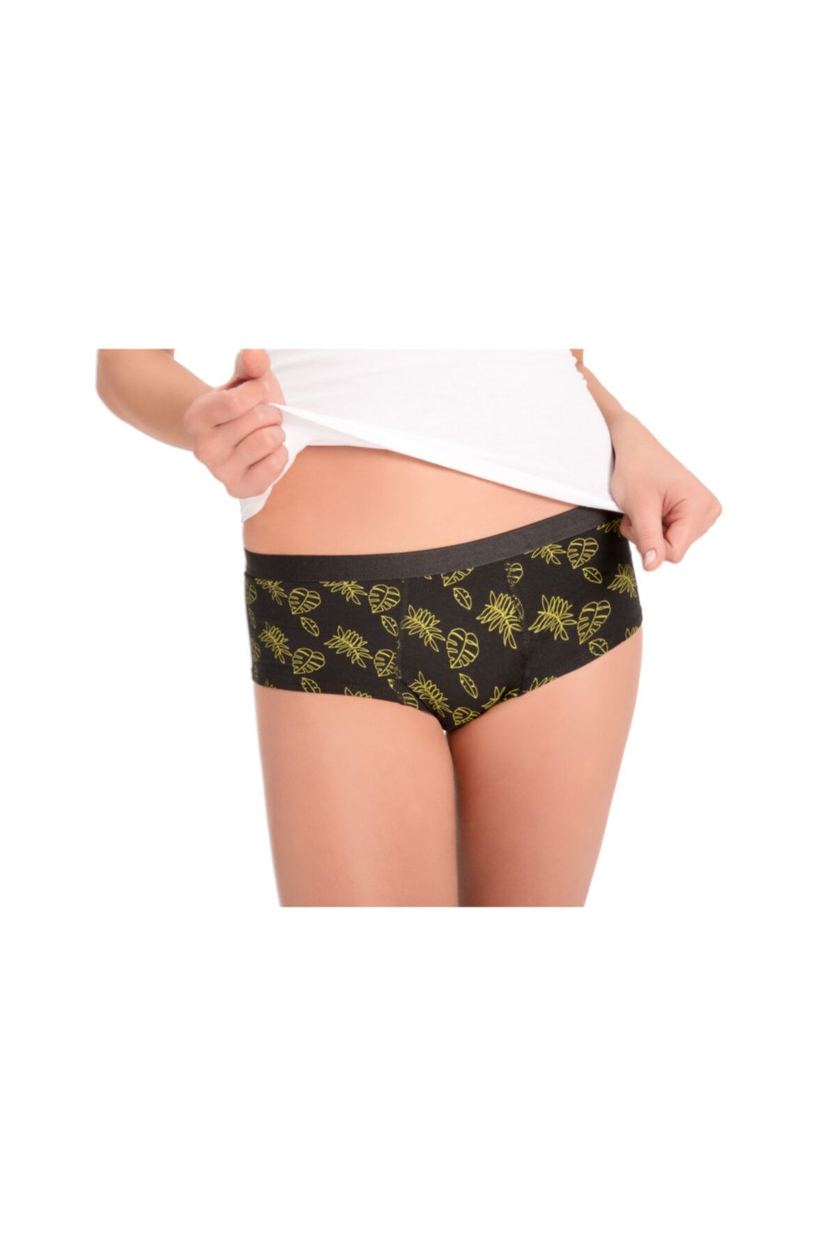 VamosbyDMRL Kadın Yeşil Yaprak Desenli Slip