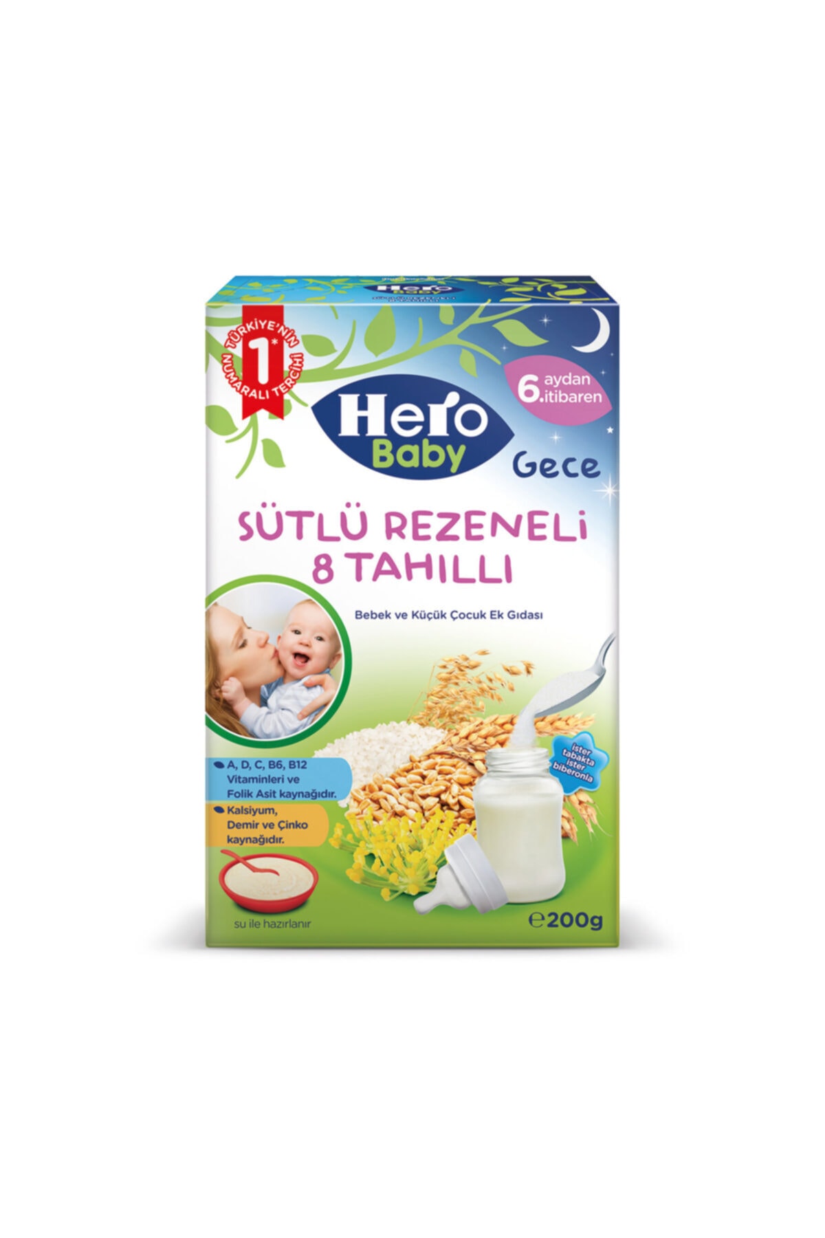Hero Baby Sütlü 8 Tahıllı Rezeneli Ek Besın 200 gr