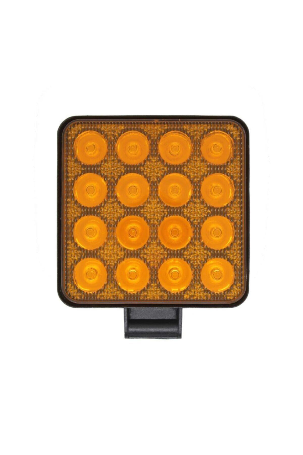 Techmaster 16 Led 48w Off Road Sis Farı Kare Gemi Tekne Slim 12v Sarı Işık