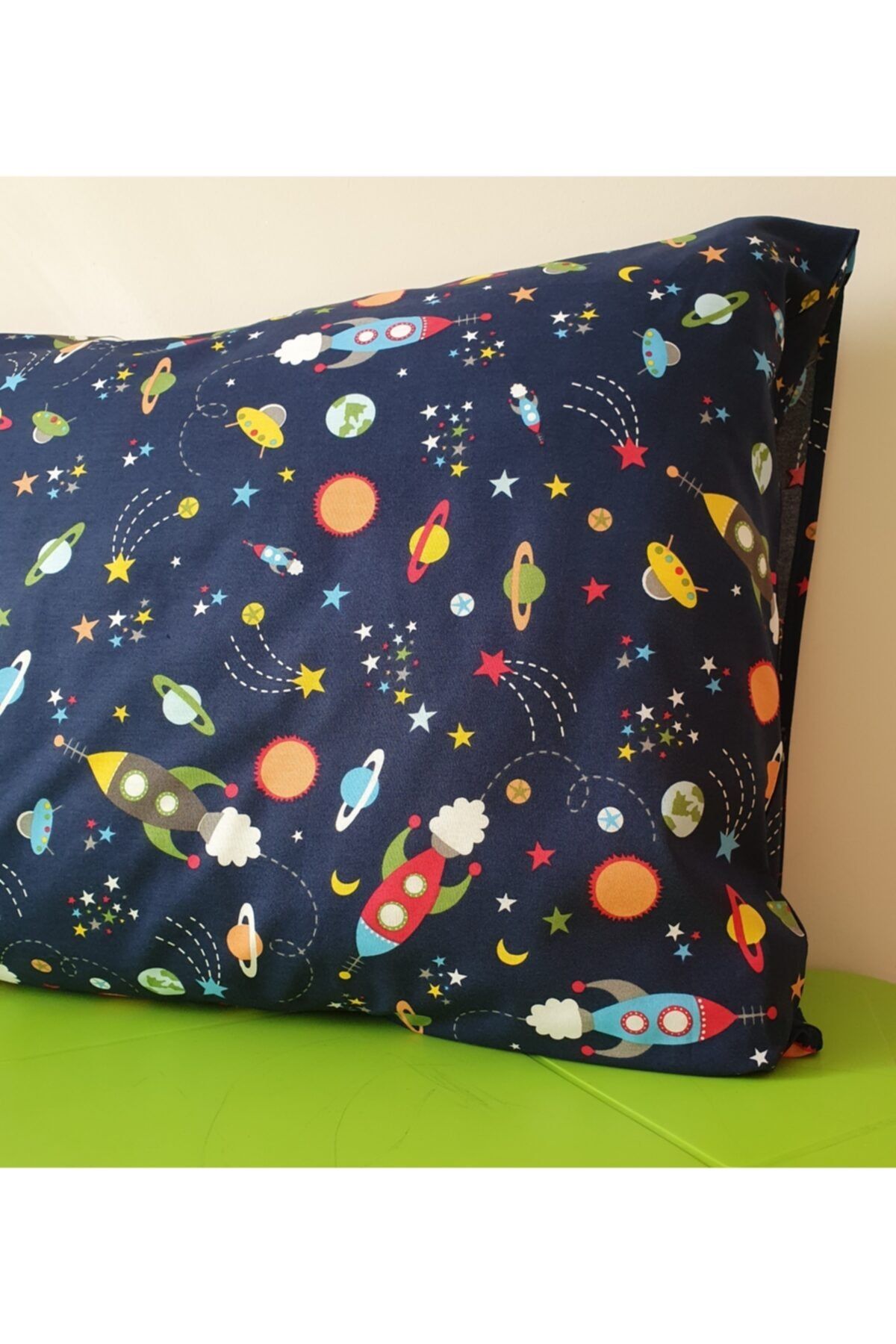Duru Design 2 Adet Pamuklu Çocuk Yastık Kılıfı Uzay Desenli 50x70 Cm