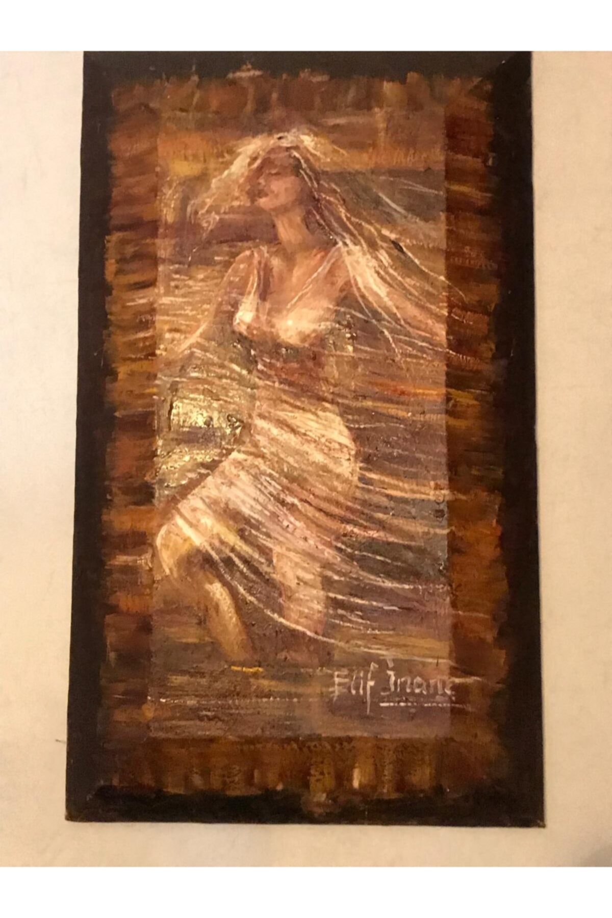 ELİF İNANÇ Rüzgarlı Kadın 35x55 cm Tuval Üzerine Yağlı Boya Tablo