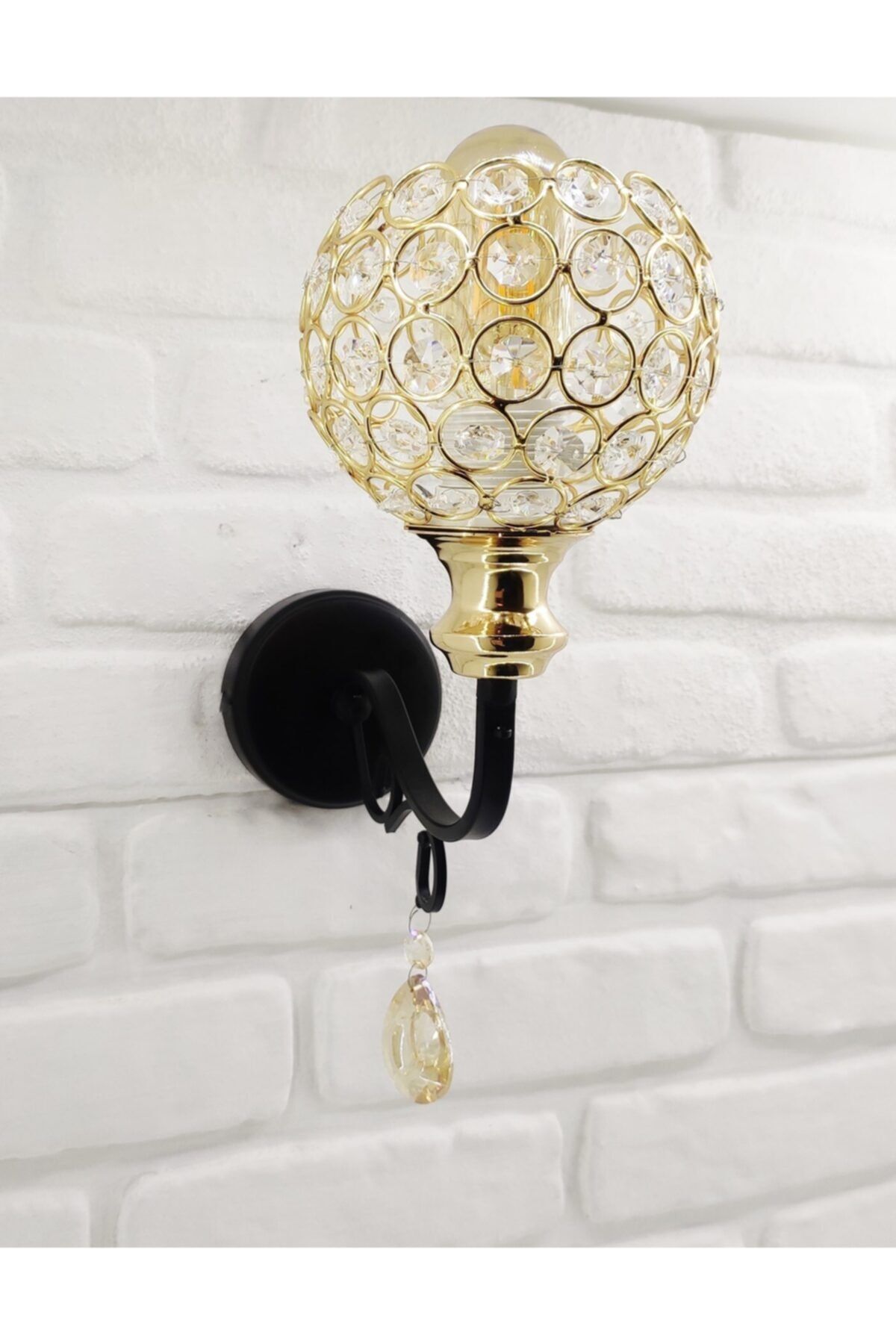 365GUNSERİSONU Siyah Gold Rustik Ferforje Otantik Taşlı Başlıklı Tekli Aplik