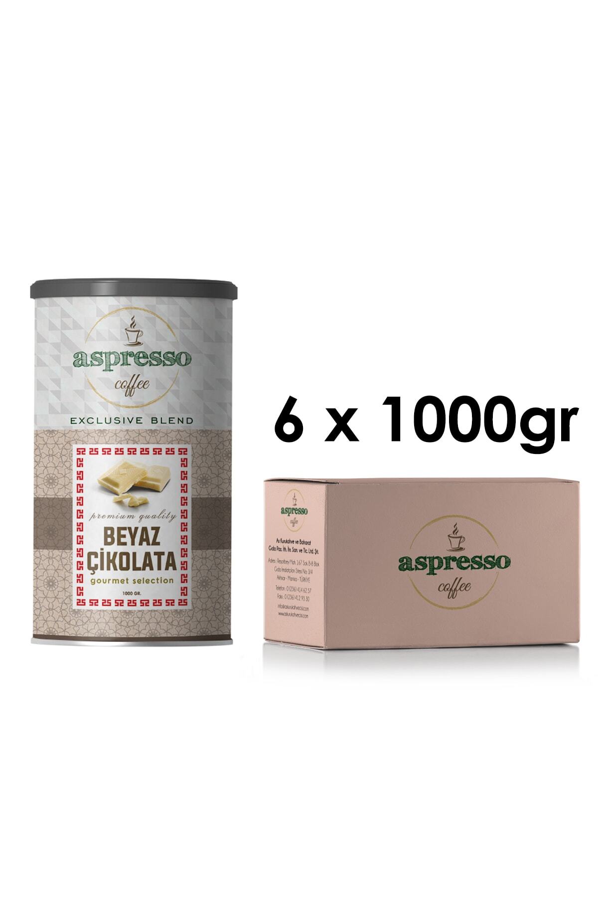 Aspresso Beyaz Çikolata 1000 gr. X 6 Adet