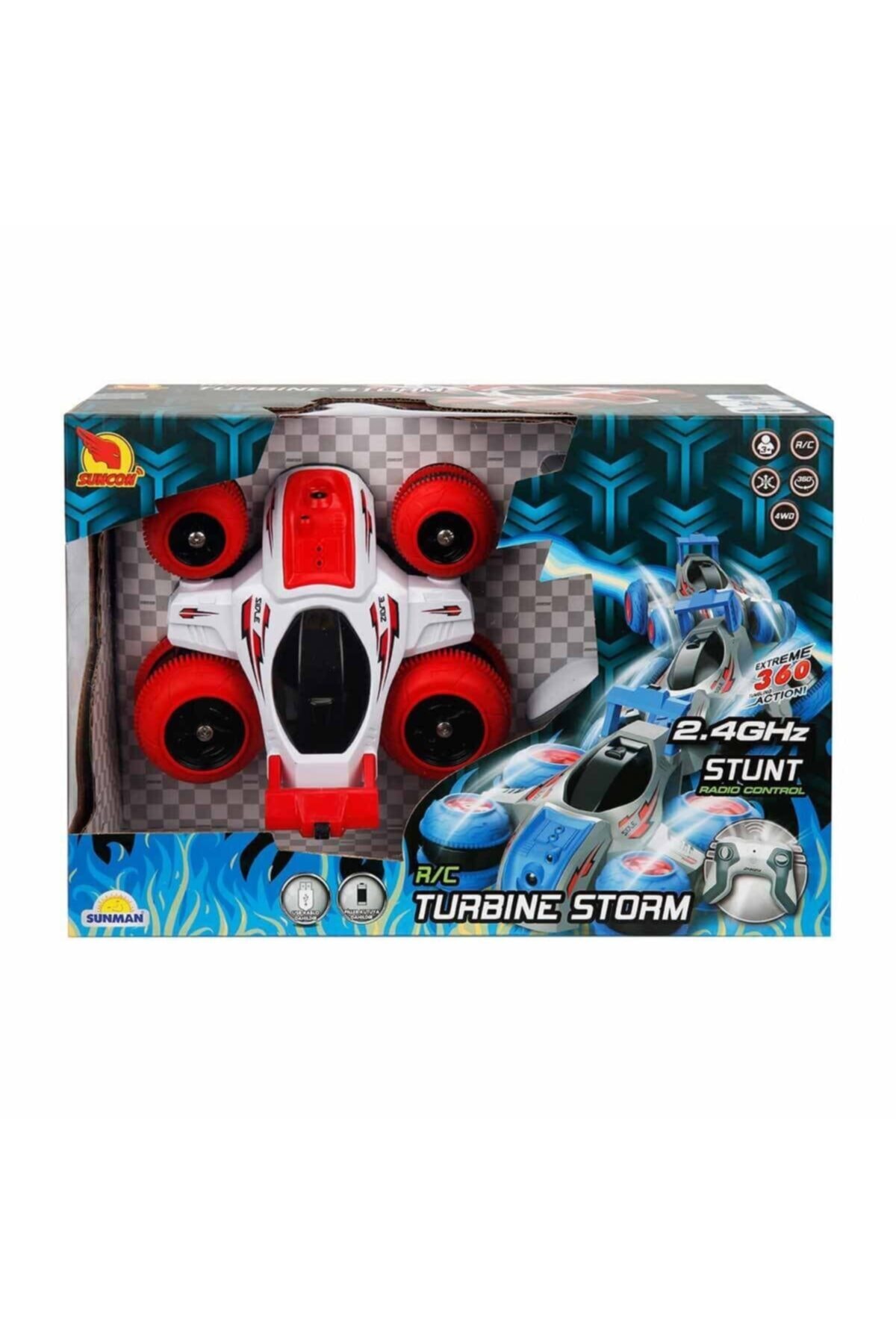 Sunman 2531 Turbine Storm 360 Derece Dönen Uzaktan Kumandalı Araba 16 Cm