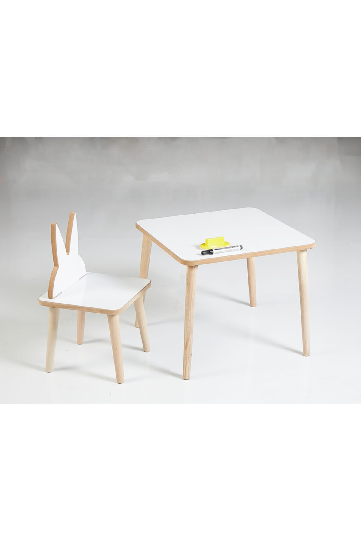Taco Kids Yaz Sil Yüzeyli Çocuk Aktivite Masa Sandalye Takımı - Tavşan Sandalye