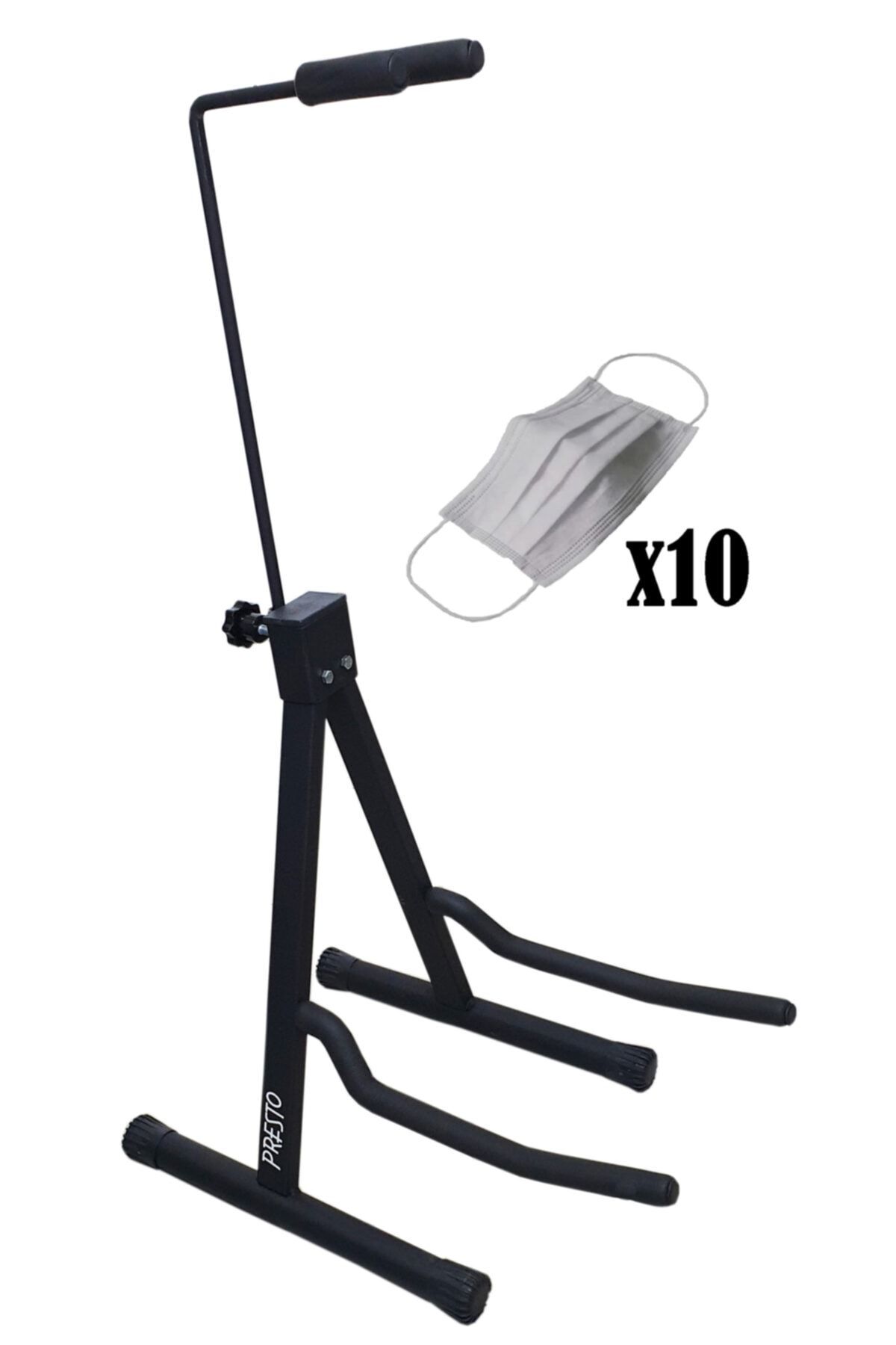 Presto Saz / Bağlama Sehpası Standı + 10 Adet Maske Siyah