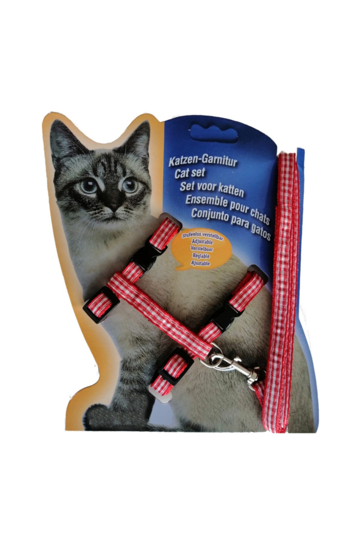 Markapet Kırmızı Atlantik Desenli Kedi Göğüs Bel Tasması 20*32 cm