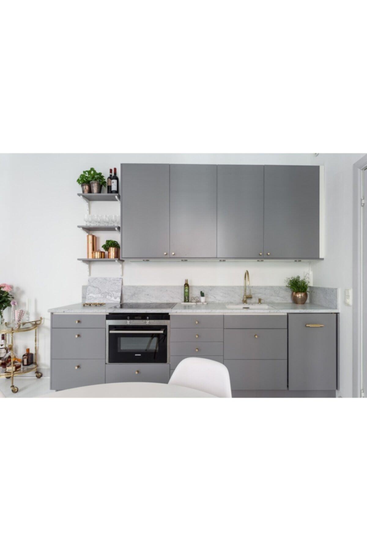 BOZMET Dolap Kaplama Folyosu Mat Gümüş Gri Kendinden Yapışkanlı 122cmx9mt