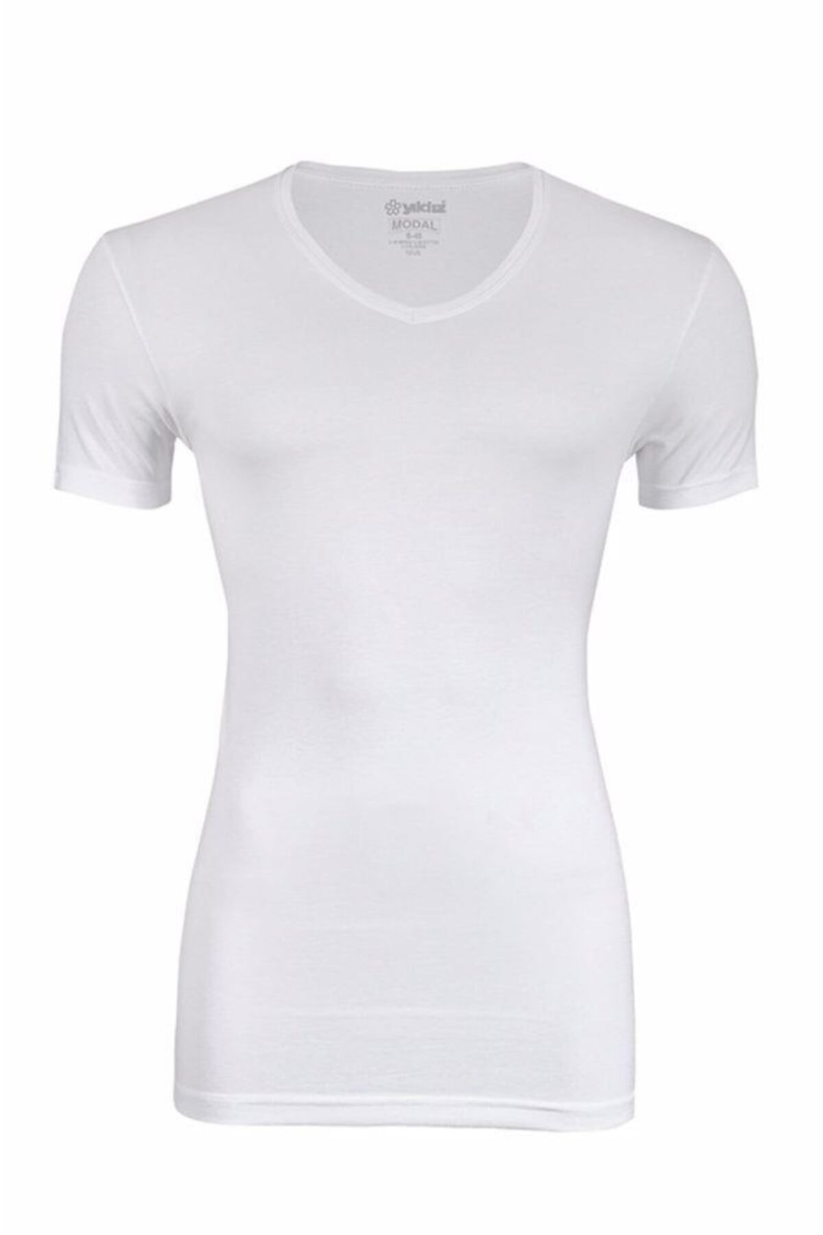 YILDIZ Erkek Beyaz Modal Pamuk V Yaka Fanila T-shirt