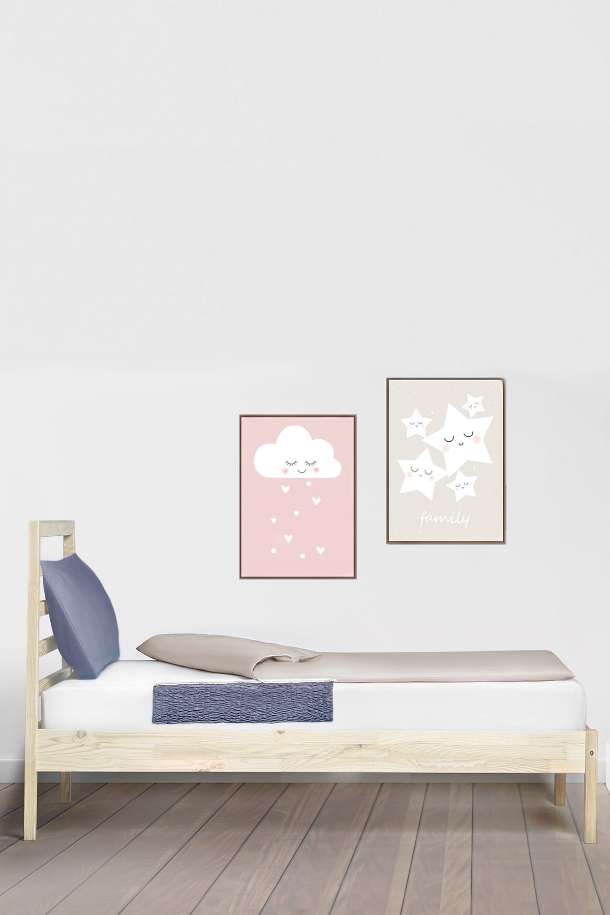 Sleep Tight Montessori Çocuk Uyku Takımı - Naturel/füme - 100x200