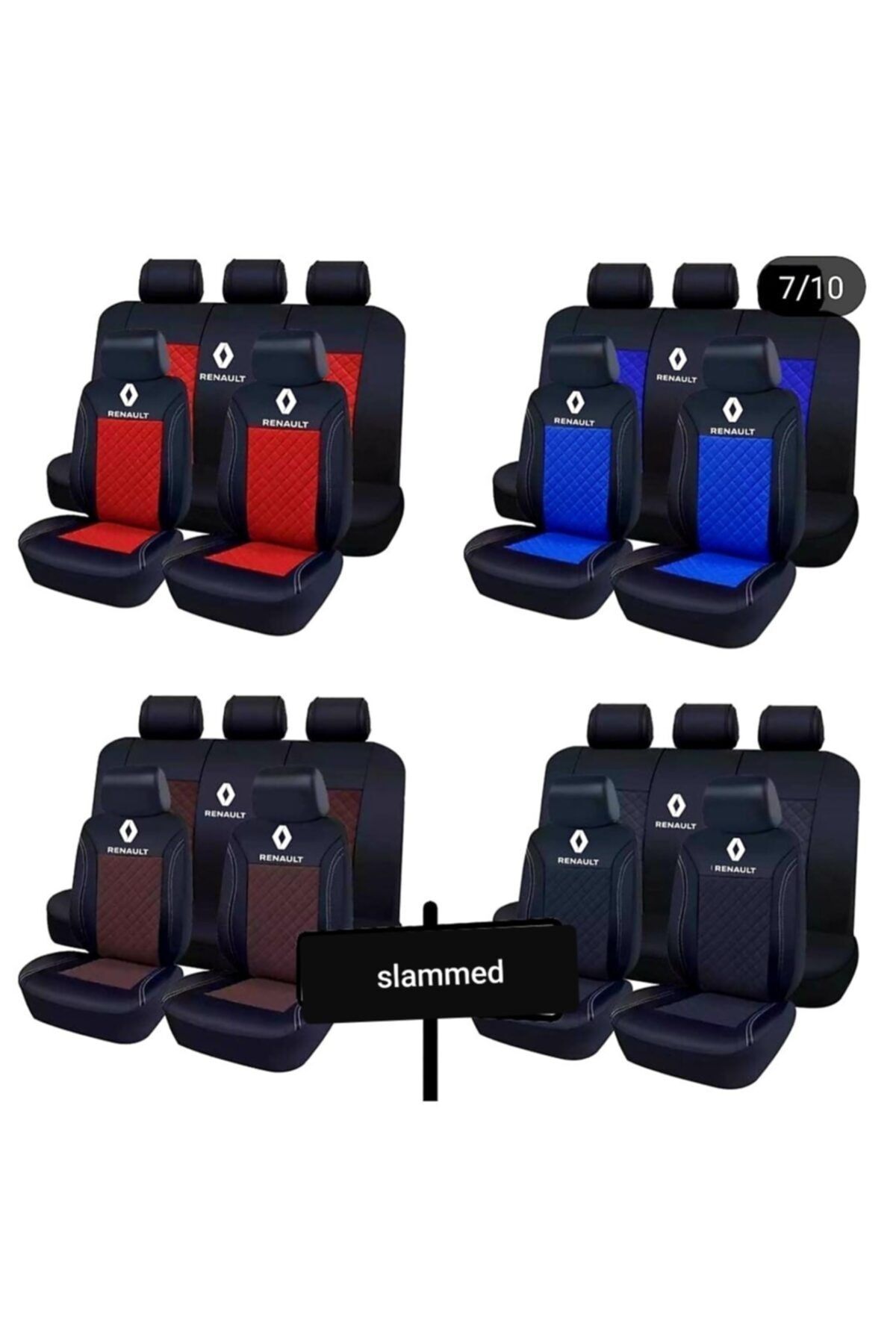 şimika Renault Premium Oto Koltuk Kılıfı Ön Arka Set Logolu -hediyeli E