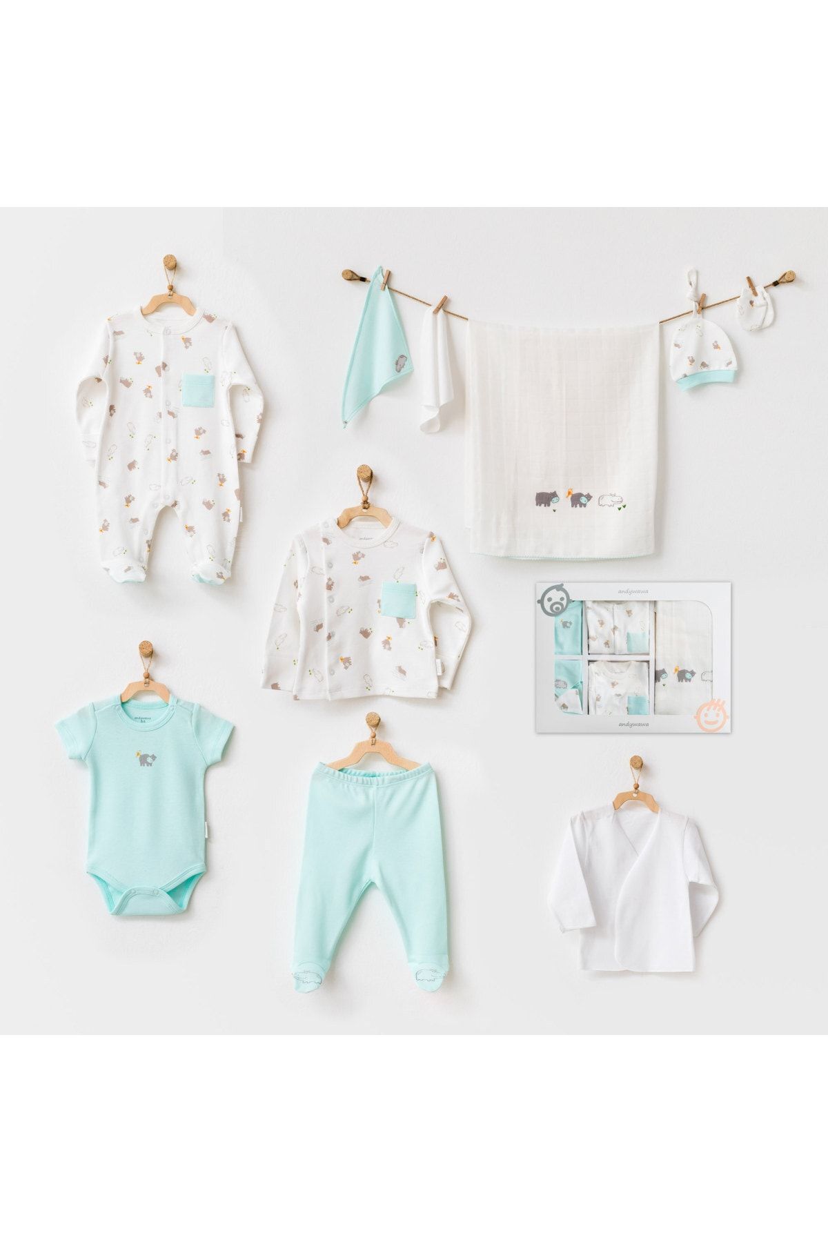 andywawa Bebek Hastane Çıkışı 10 Pcs Newborn Set Hıppo