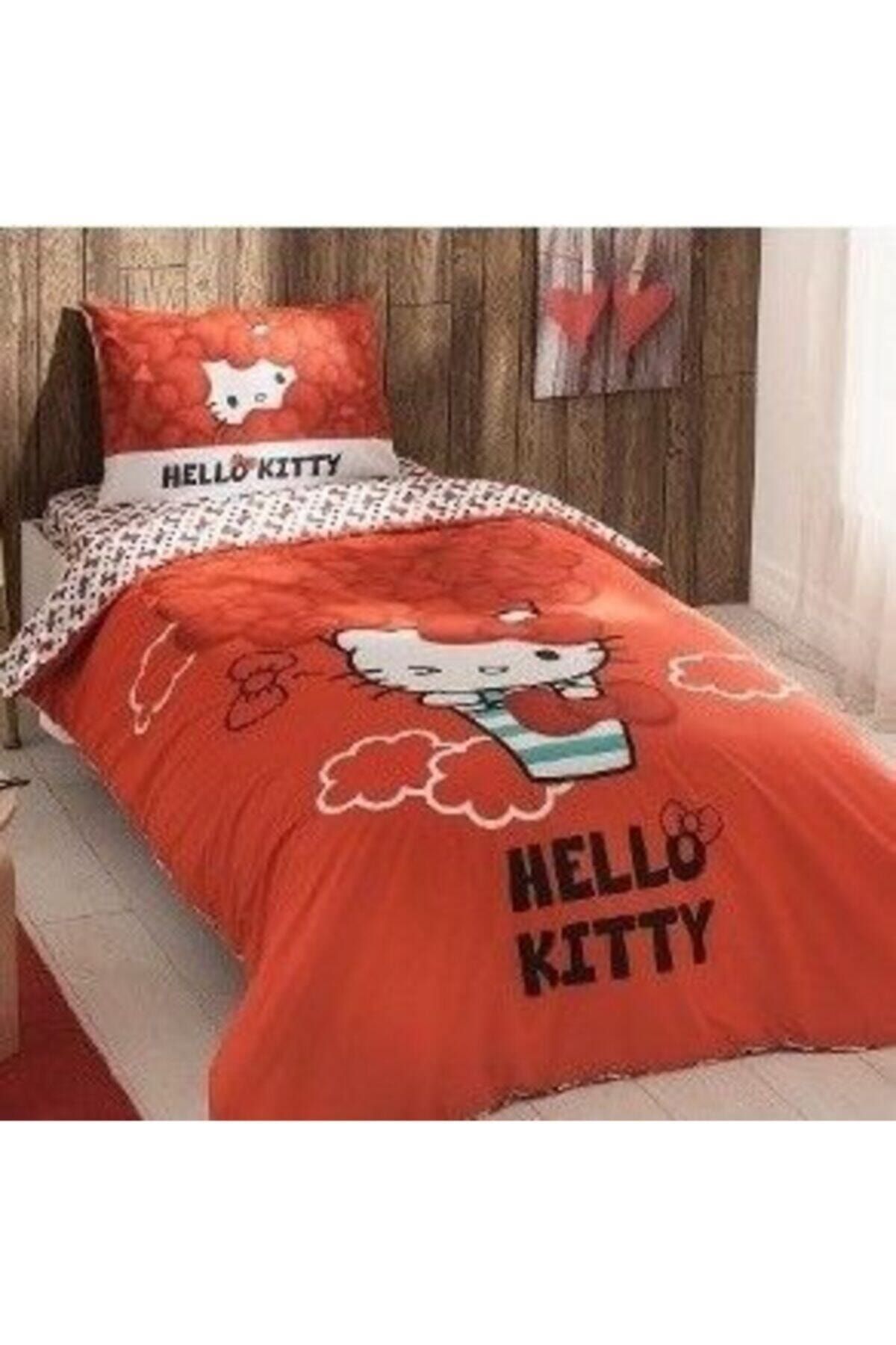 Taç Lisanslı Hello Kitty Bow Tek Kişilik Nevresim Takımı