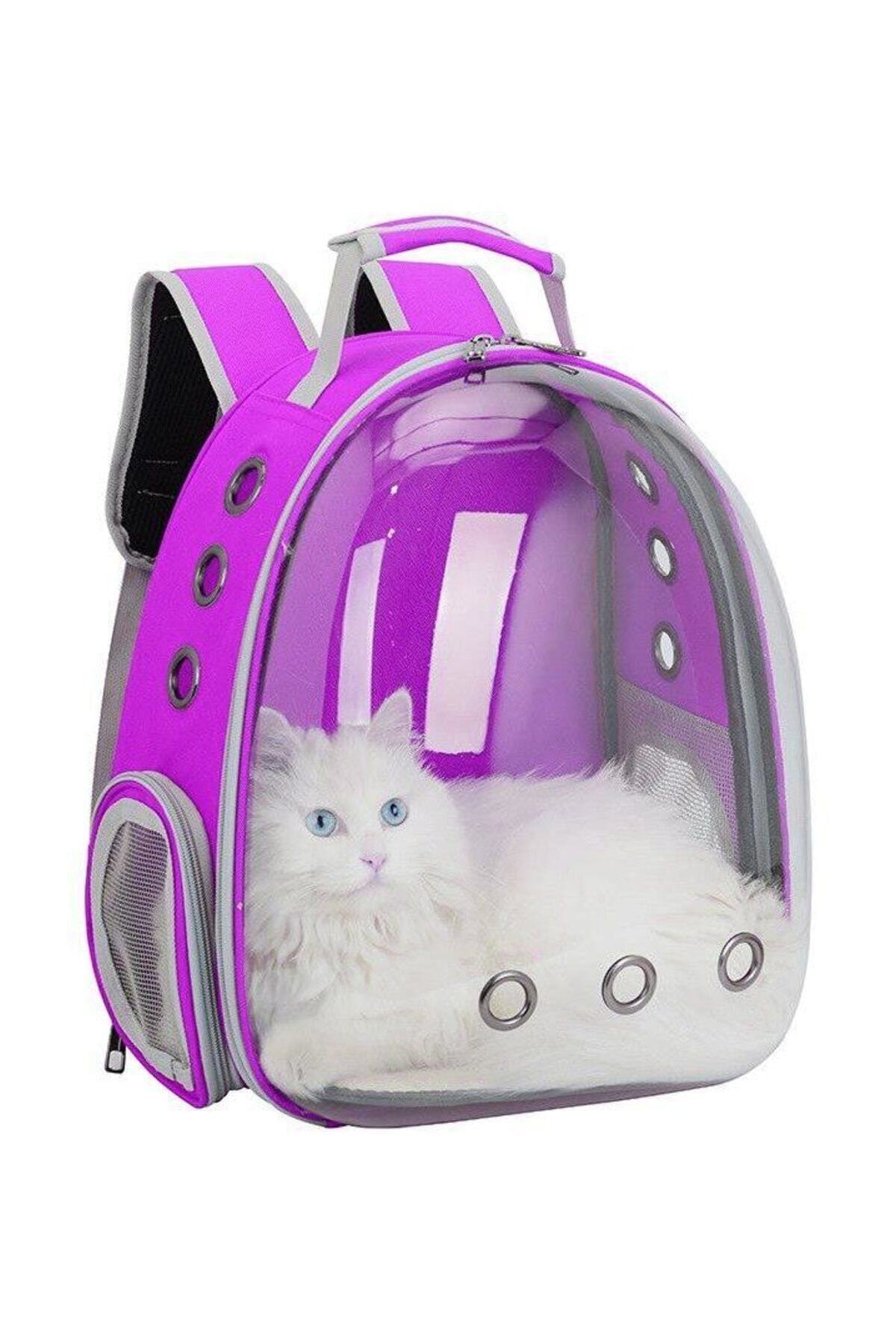 Bymodaerkan Şeffaf Astronot Kedi Köpek Taşıma Çantası 42x22x33 Cm Mor