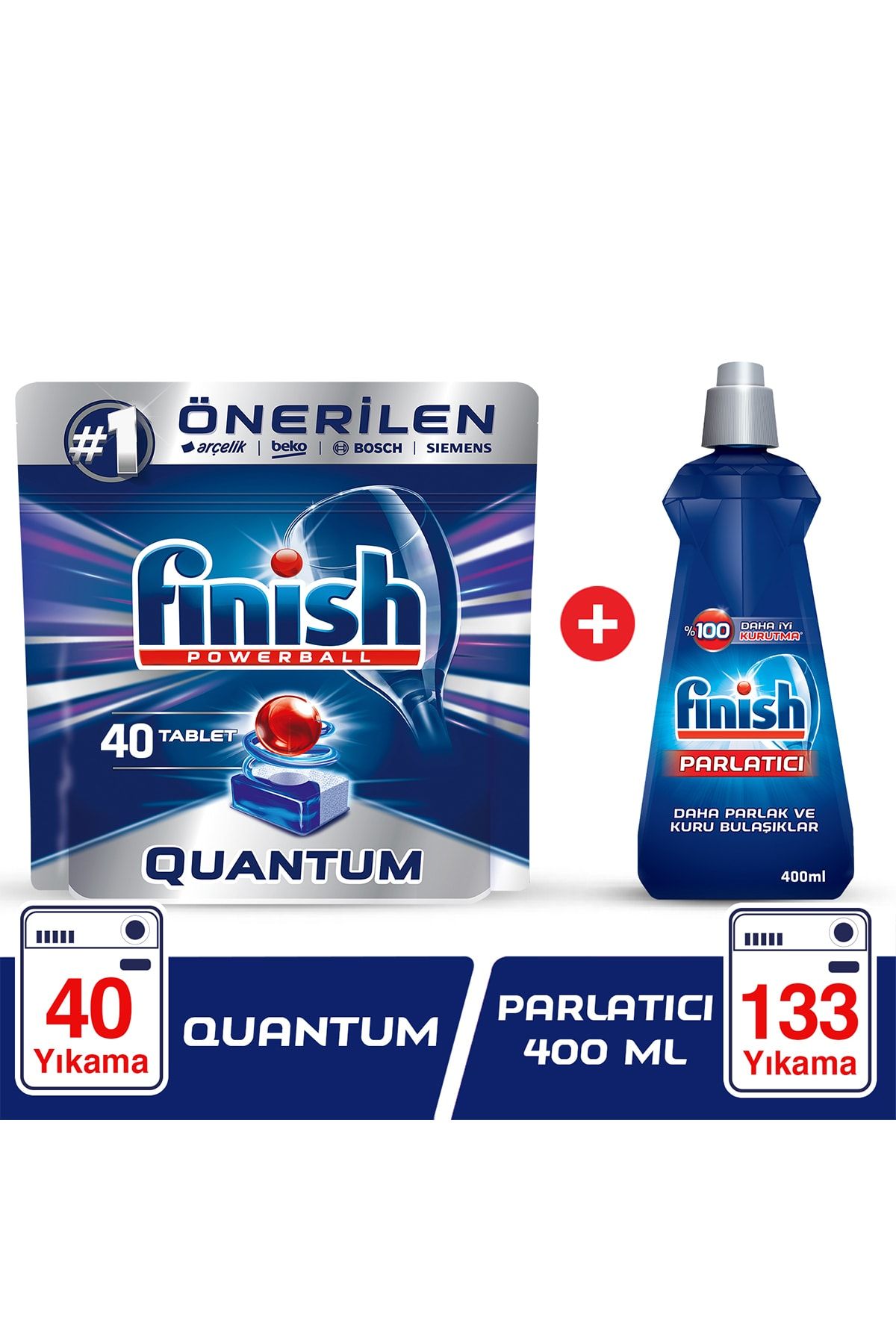 Finish Quantum 40 Tablet Bulaşık Makinesi Deterjanı + Parlatıcı 400 ml
