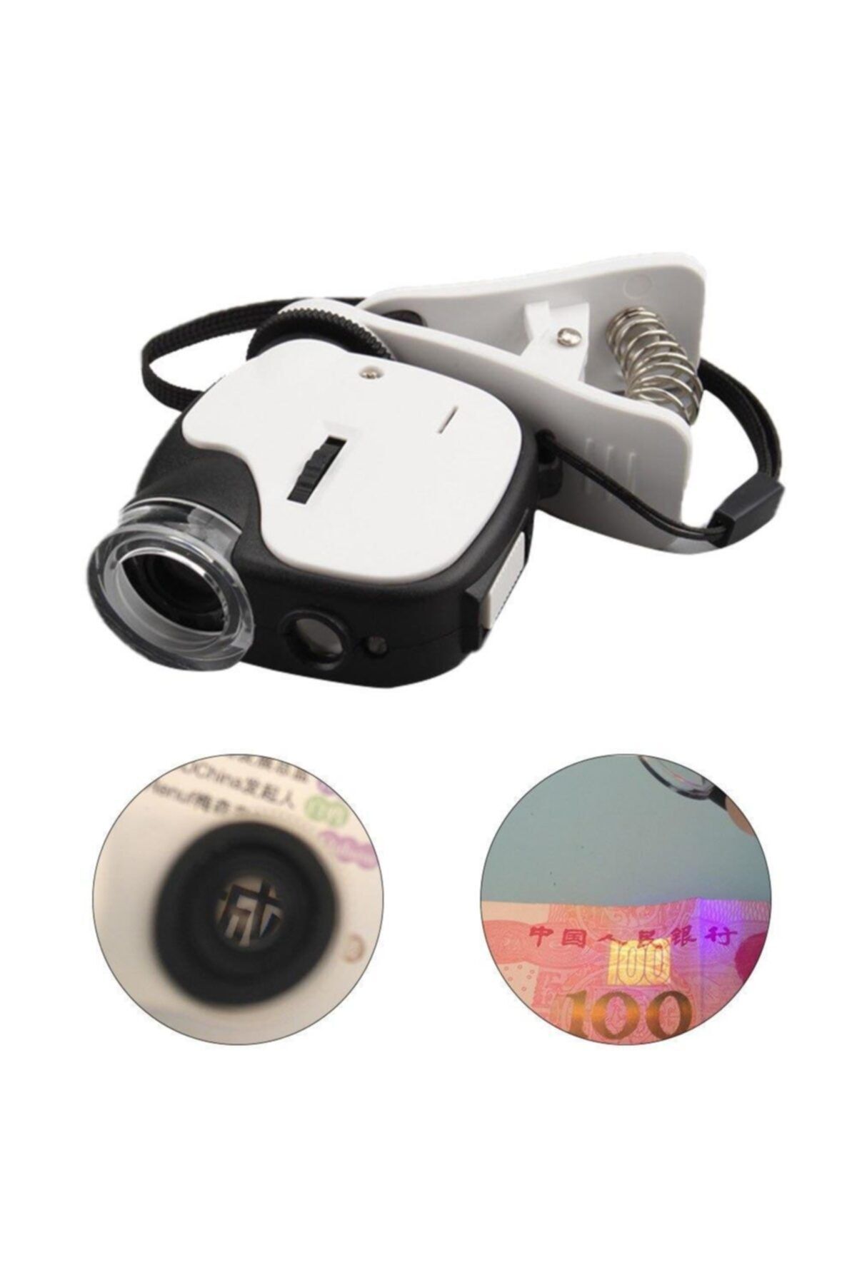 Profisher 55x Büyüteç Telefon Klipsli Optik Makro Lens 2 Led 1 Uv Led Orca Büyüteç