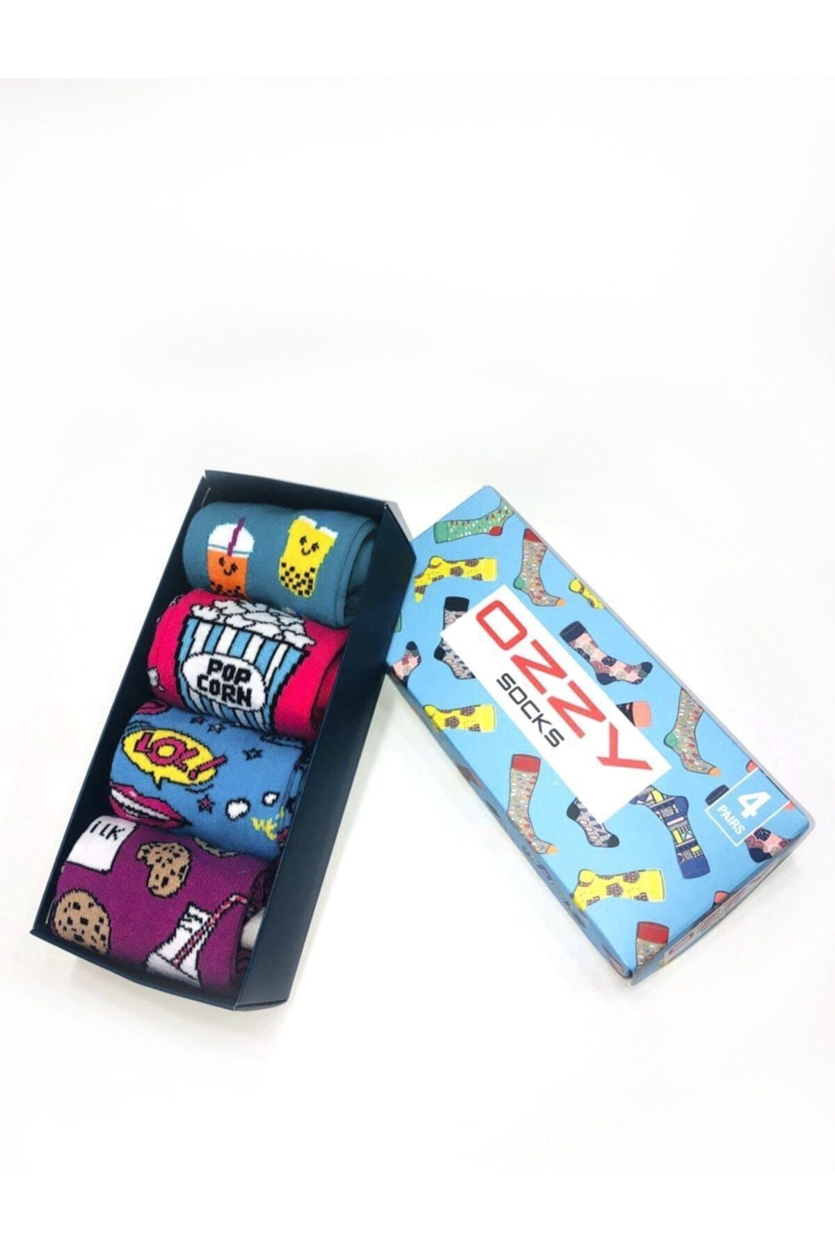 Ozzy Socks 4 Lü Eğlenceli Desenler Kadın Çorap