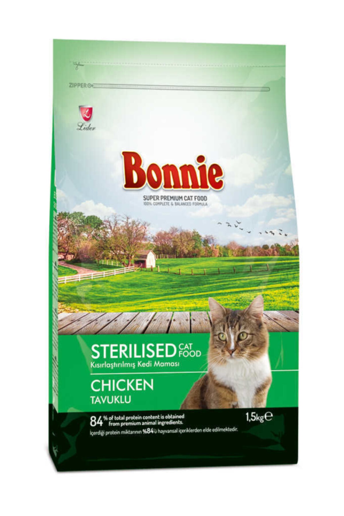 Bonnie Sterilized Tavuklu Kısırlaştırılmış Kedi Maması 1,5 Kg