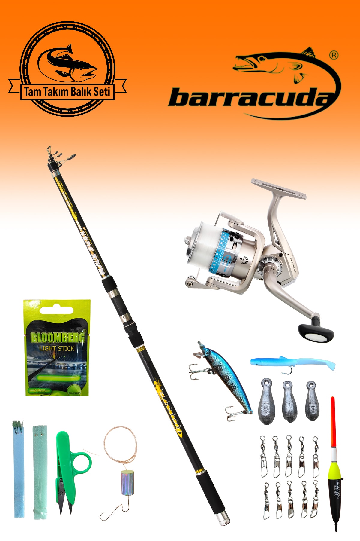 Barracuda 2143- Tam Takım Surf Olta Seti %100 Carbon