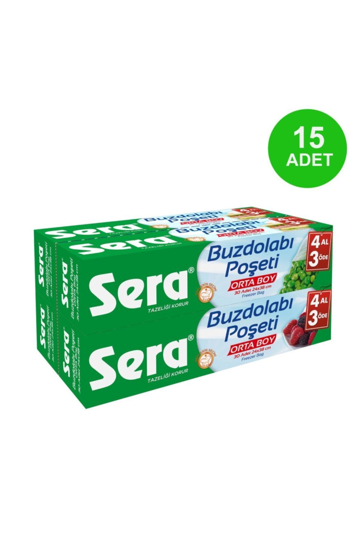 SERA Buzdolabı Poşeti Ortaboy 4 Al 3 Öde 15 Adet