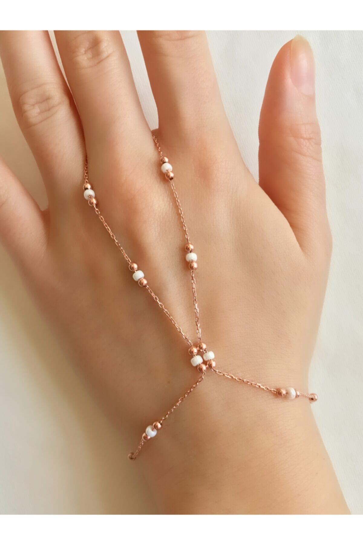 GUSAGO Kadın Rose Gold 925 Ayar Sertifikalı Gümüş Top Boncuk Şahmeran Bileklik