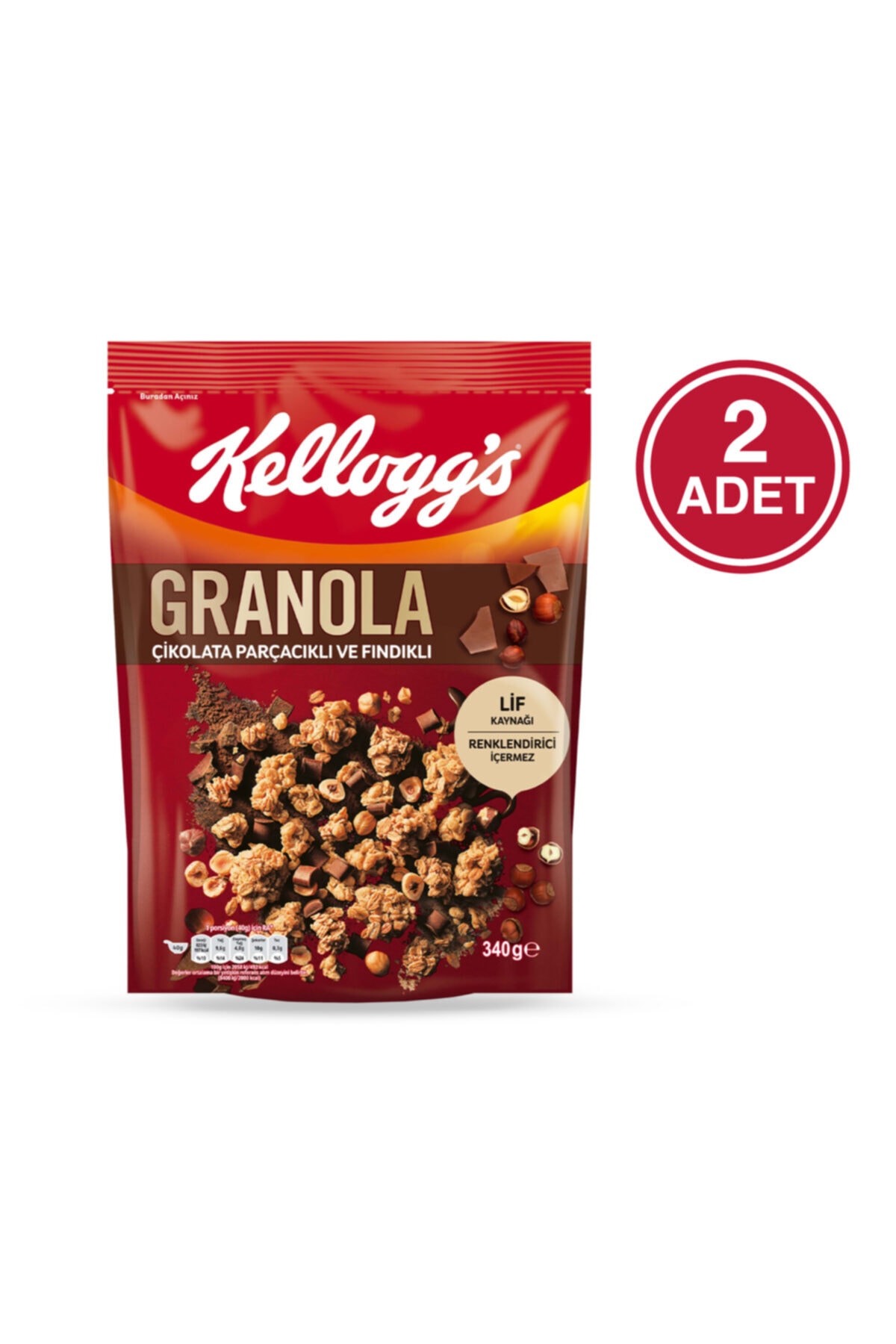 Kellogg's Granola Çikolata Fındıklı 340 Gr 2 Adet