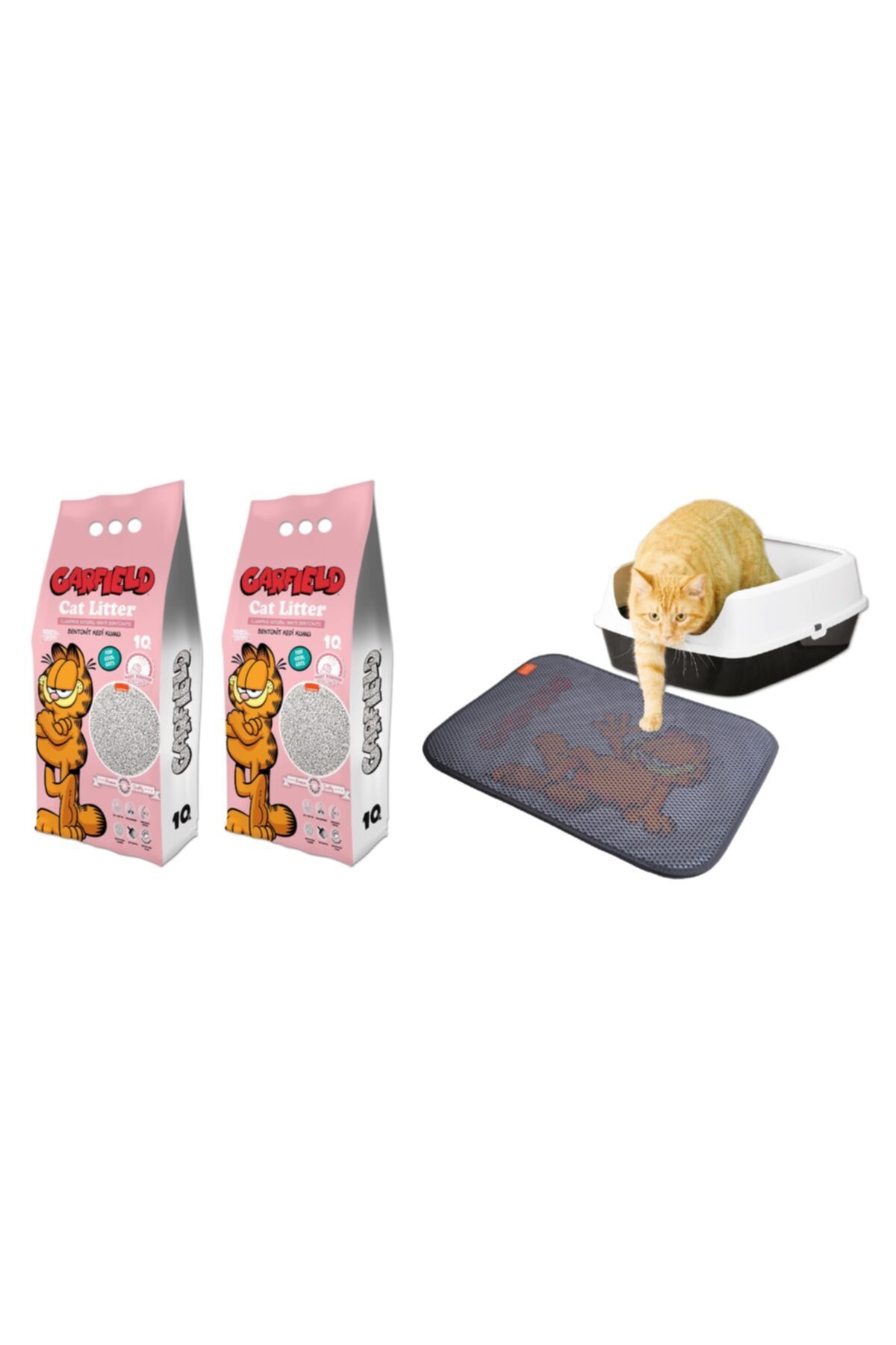 GARFIELD 10l Bebek Pudrası Kokulu Bentonit Kedi Kumu (2*10l) Ve Paspas
