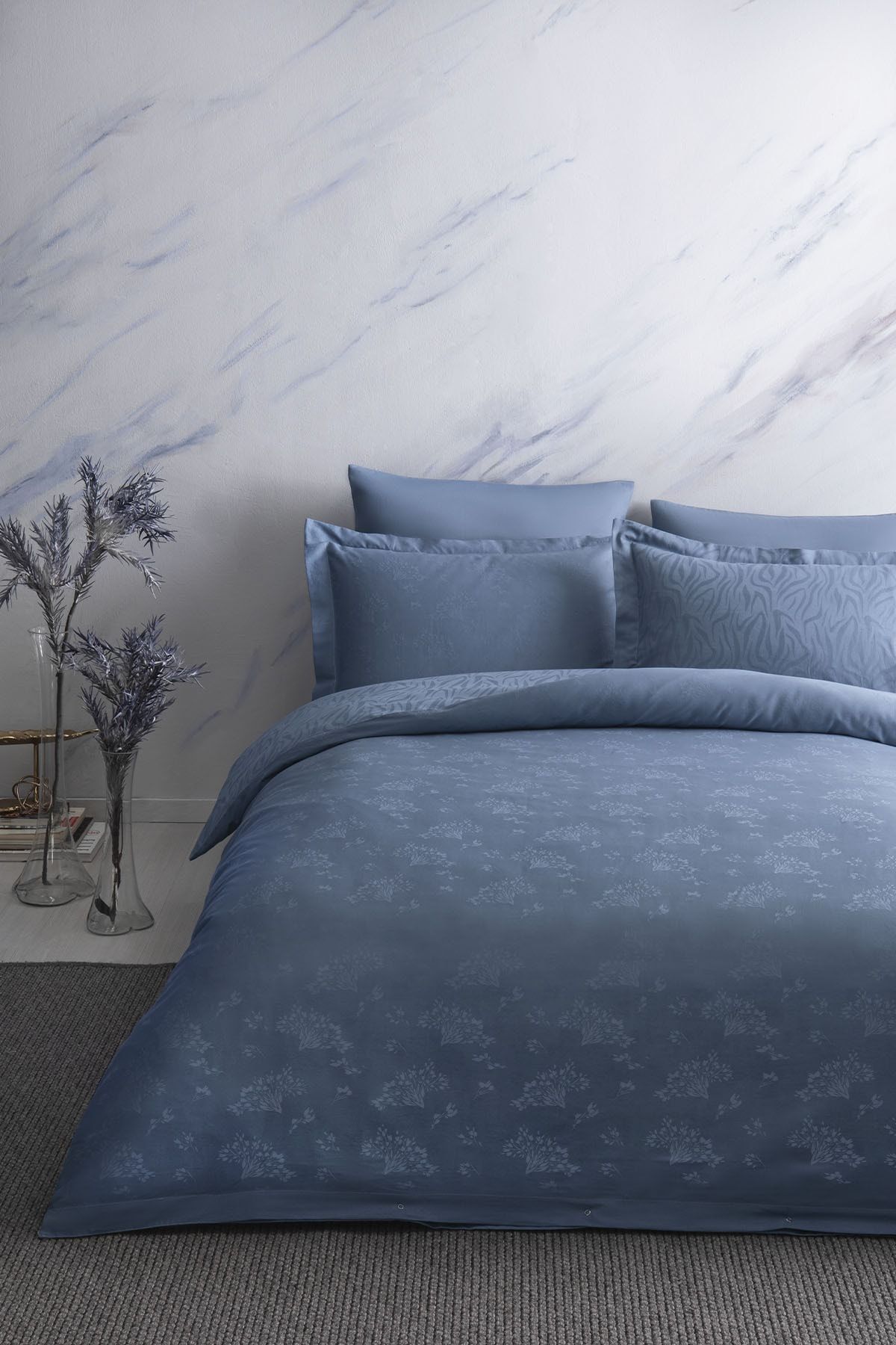 Yataş Bedding Diana Saten Nevresim Takımı Çift Kişilik Xl - Mavi