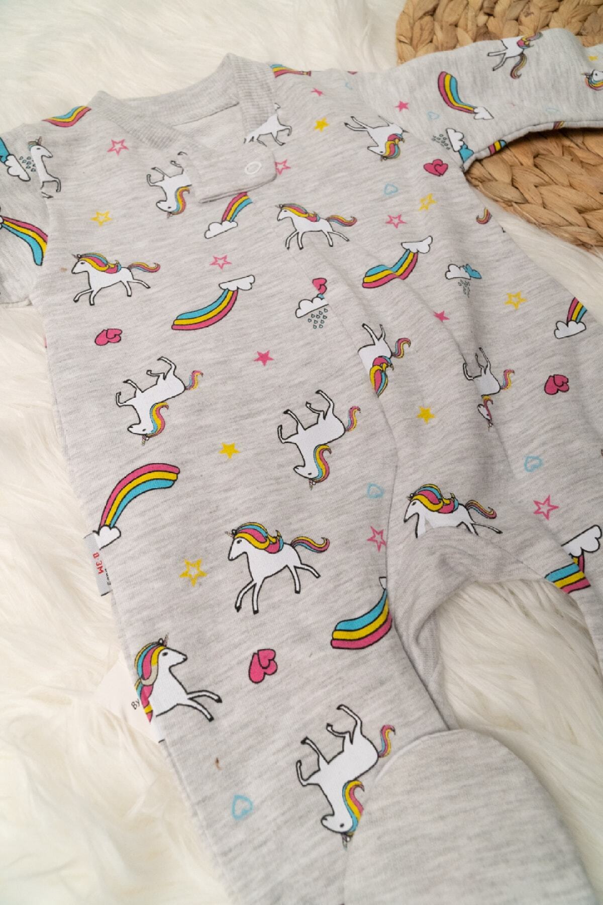 PumpkinKidsWear Unisex Bebek Gri Uzun Kollu Uyku Tulumu