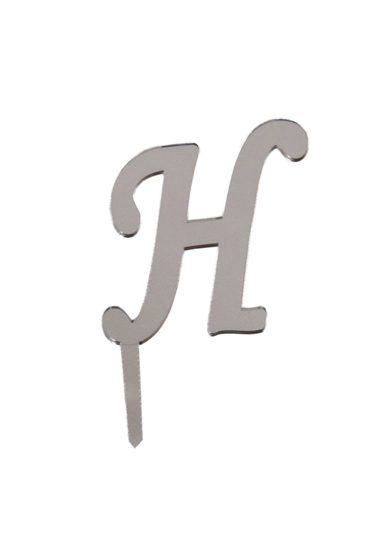 Parti Station H Harfi Pasta Üstü Pleksi Gümüş 7 Cm