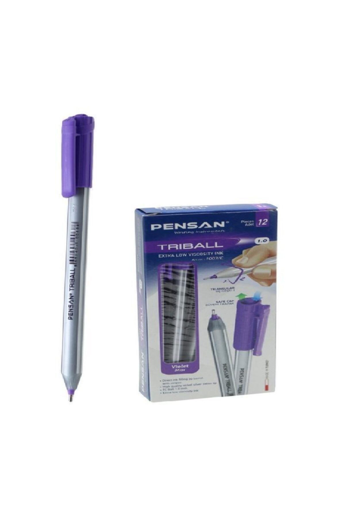 Pensan Mor Tükenmez Kalem Triball 1.0 Mm Bilye Uç Violet 12 li