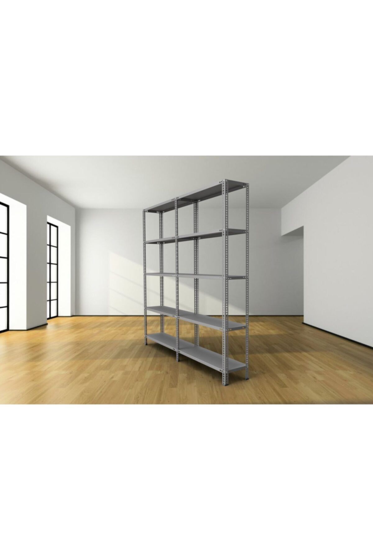 esinti home Gri Boyalı Çelik Raf Double 5 Katlı Raf 31x186x200cm