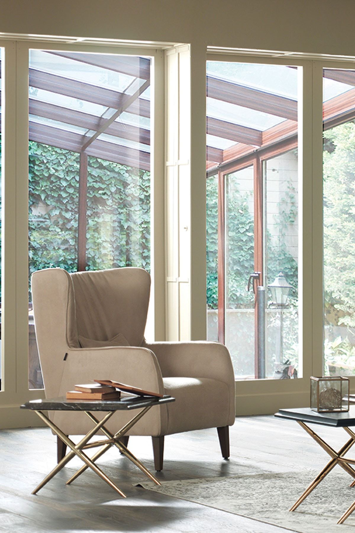 Enza Home Elegante Berjer (KREM - DERİ DESENLİ KUMAŞ)