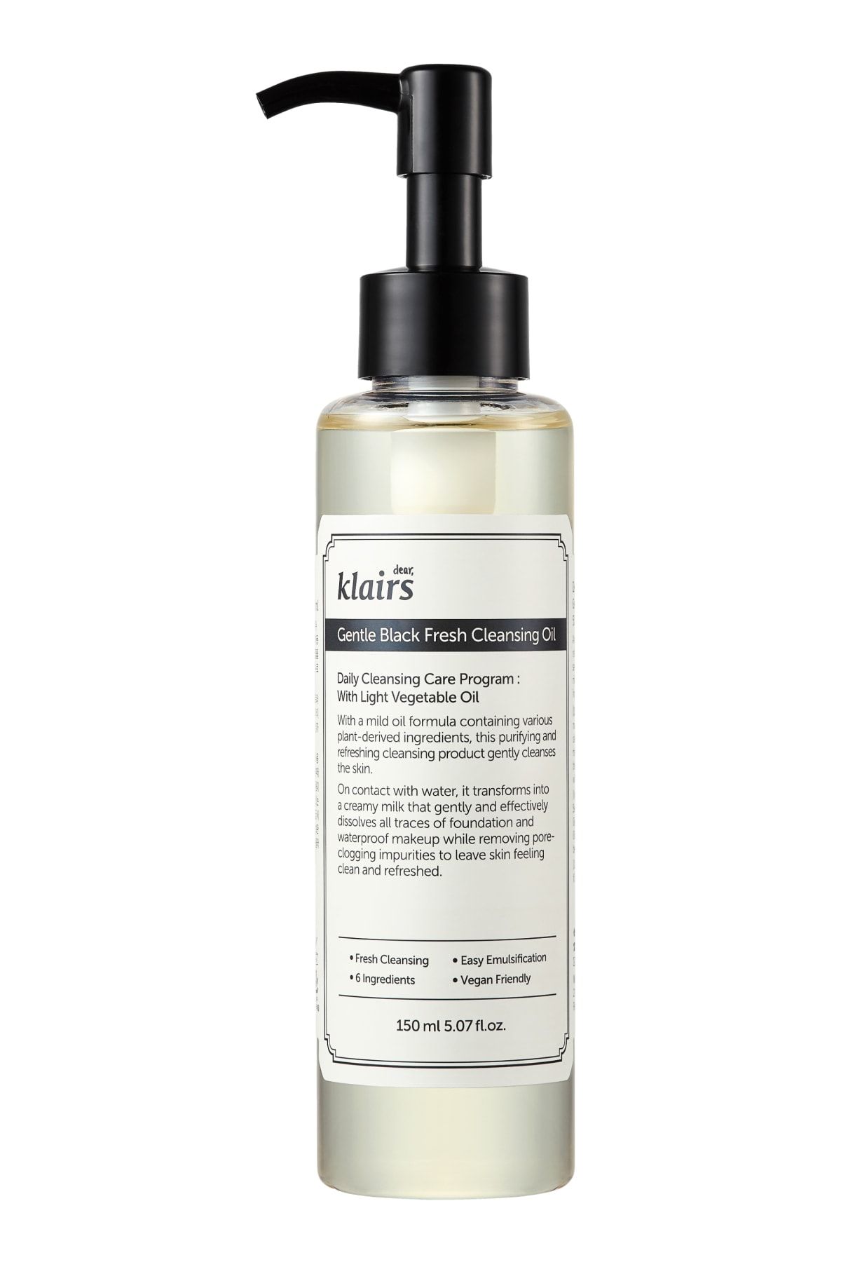 Dear Klairs Gentle Black Fresh Cleansing Oil - Makyaj Temizleyici Nazik Yağ 150ml