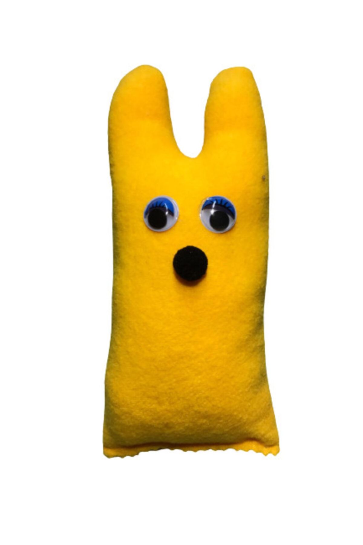 PETiTOYS Sarı Oynar Gözlü Çıngıraklı Kedi Oyun Yastığı 18x8cm