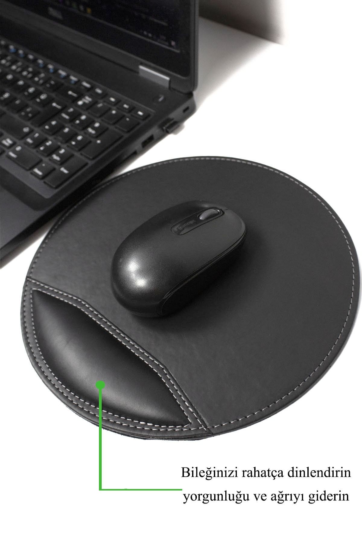 messe siyah suni deri yuvarlak bilek destekli mouse pad oyuncu mausepad ofis mausepad fare altligi fiyati yorumlari trendyol