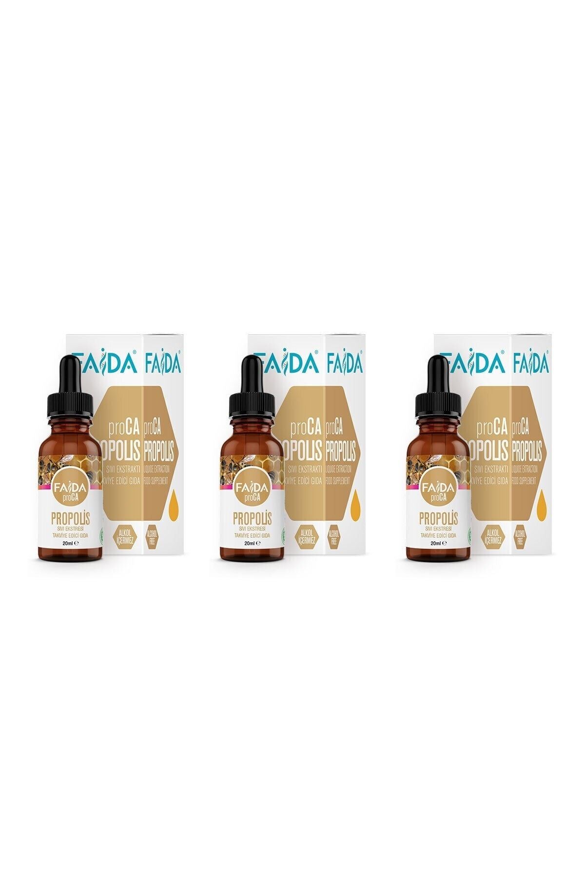 Faida Proca Propolis Ekstraktı Suda Çözünür Damla 20ml 3'lü Paket