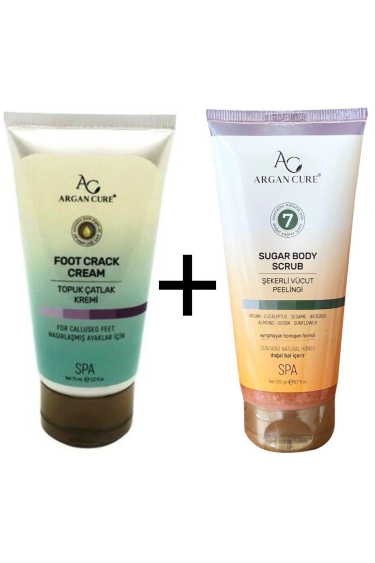 Argan Cure Vücut Şeker Peeling 200 ml + Topuk Çatlak Kremi 75 ml
