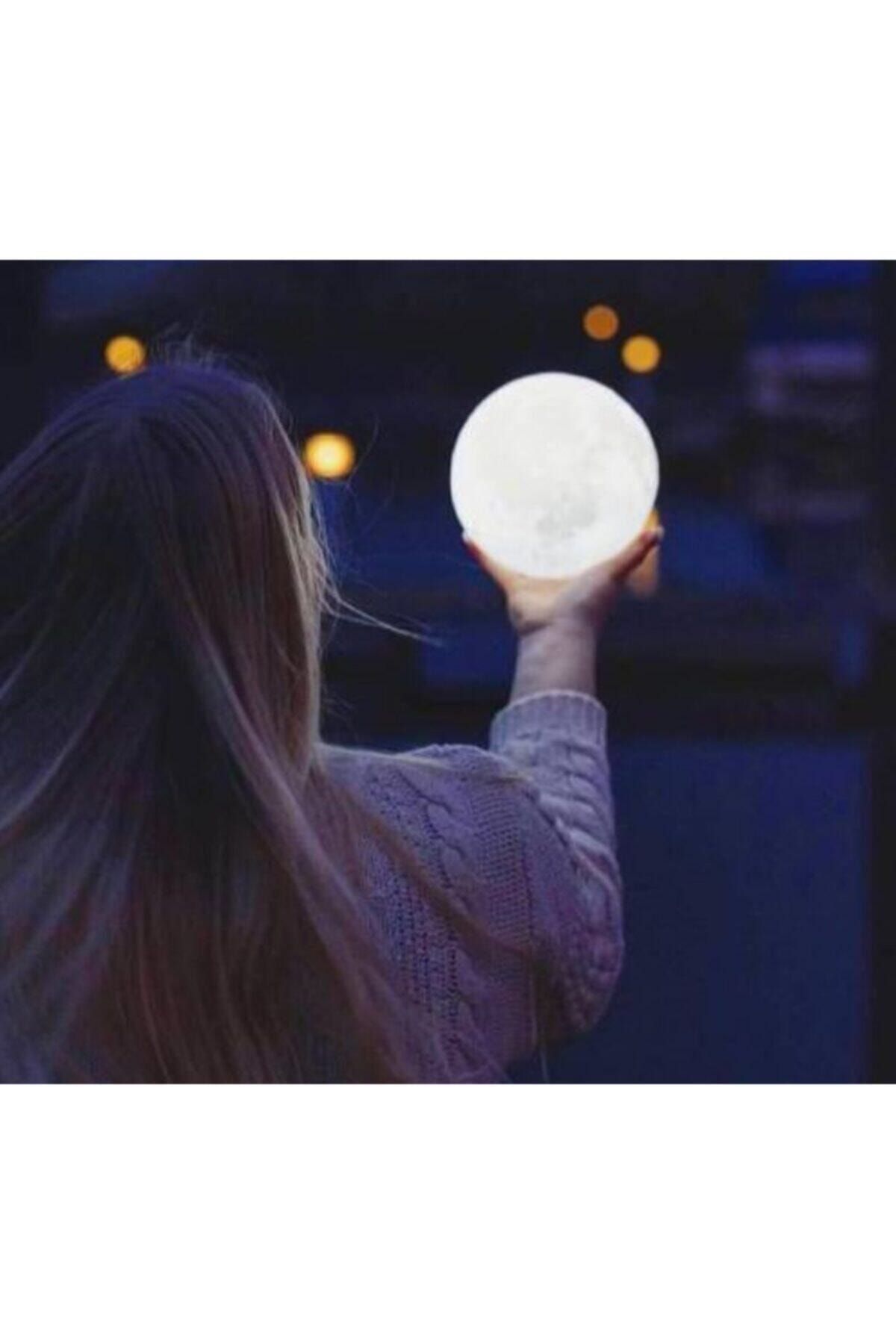 Lumos Ticaret 3d Ay Gece Lambası Dekoratif Küre Led Başucu Lambası