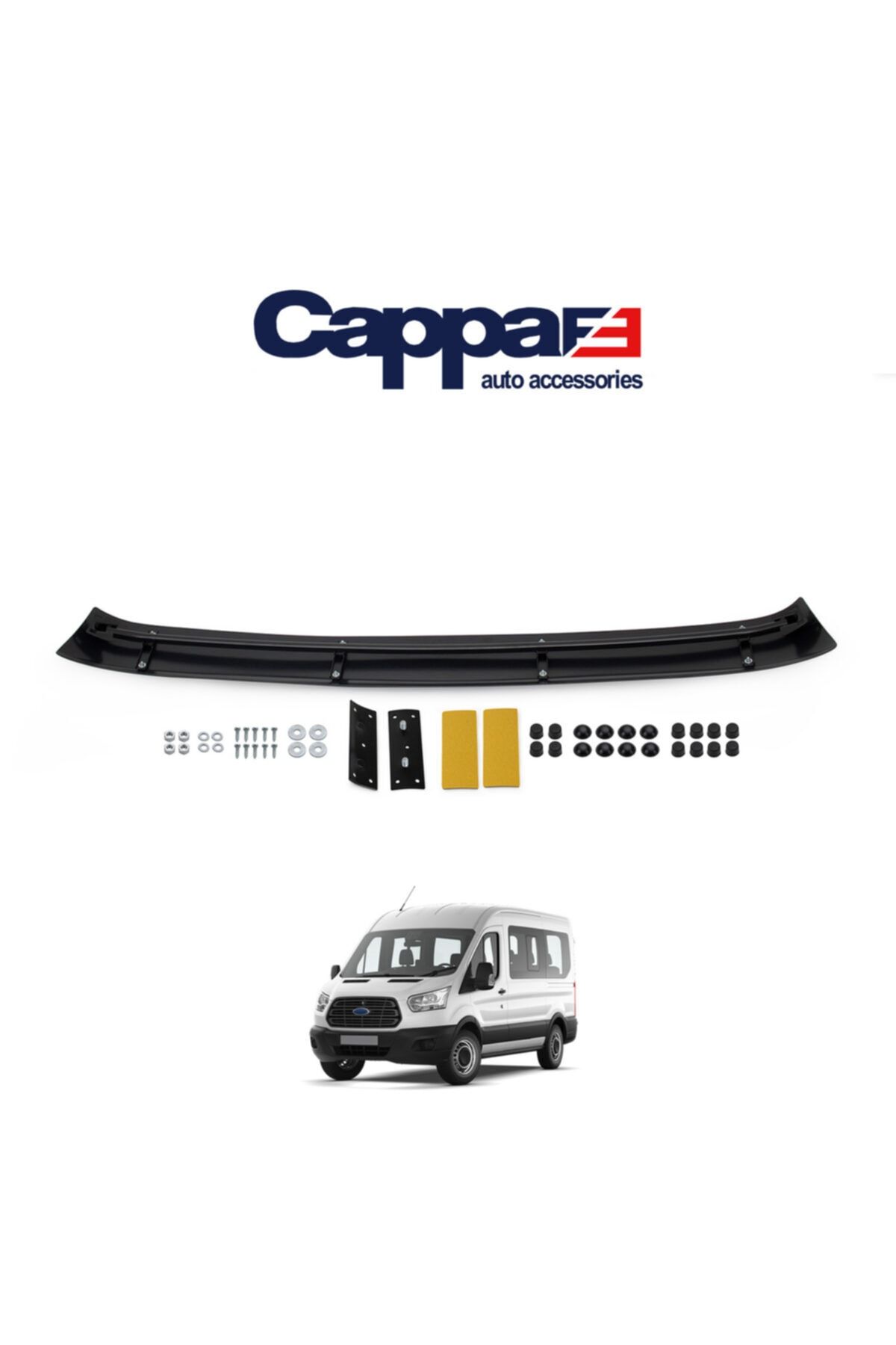 Cappafe Ford Transit Ön Cam Güneşliği Siperlik Vizör Şapka Terek Akrilik (Abs) Piano Black 2014-2018