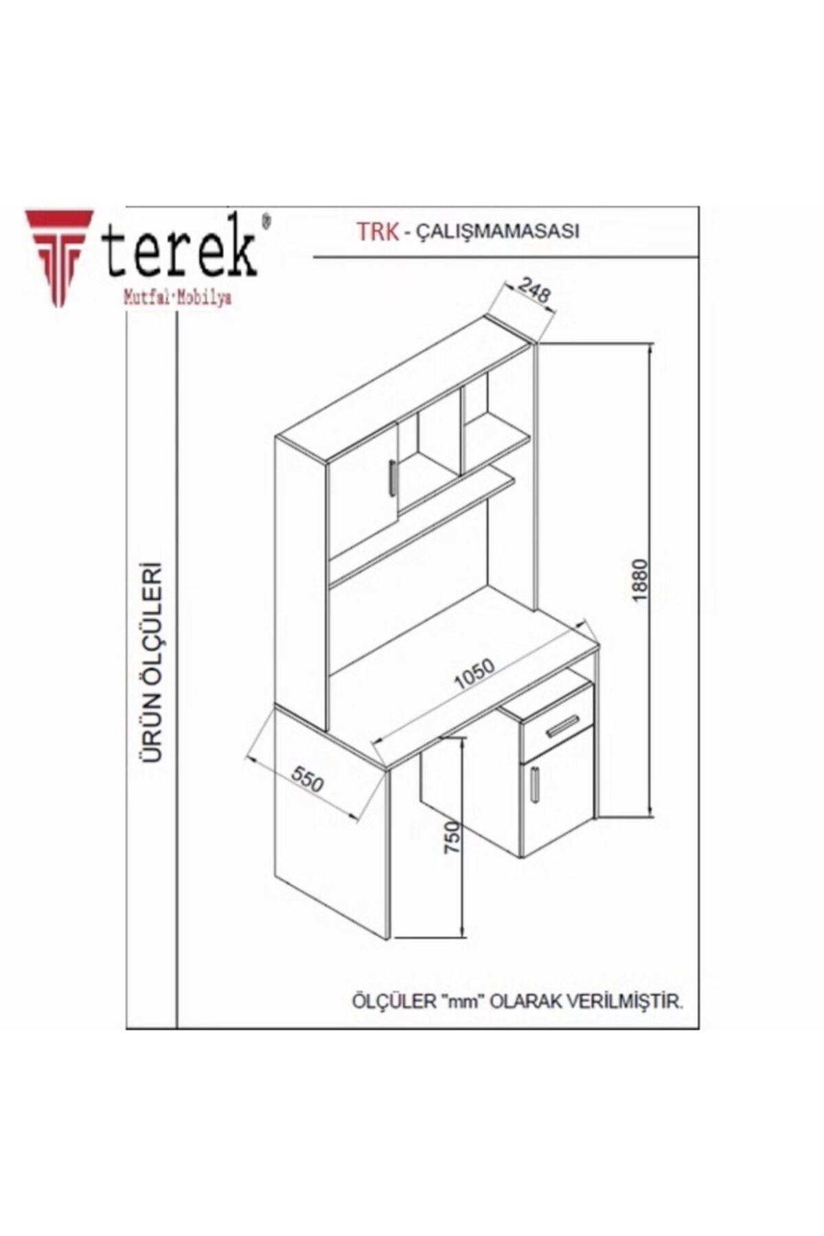 TEREKHOME Kitaplıklı Çalışma Masası