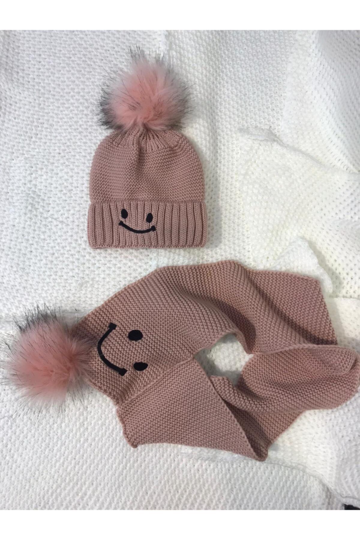 Alle Accessories Kız Çocuk  Gül Kurusu Bere Takımı