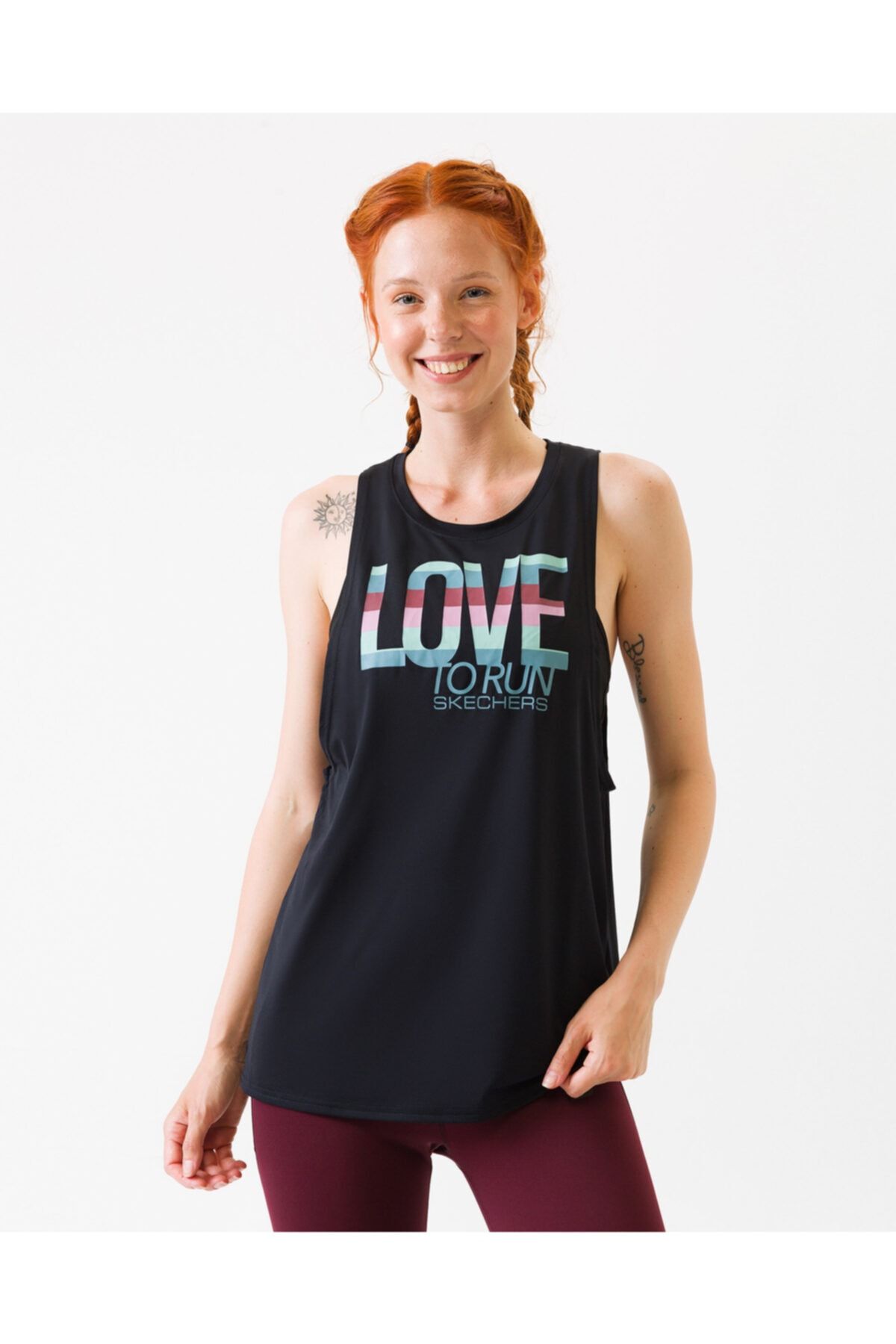 SKECHERS LOVE TO RUN TANK Kadın Siyah Atlet W03TT25 BLK