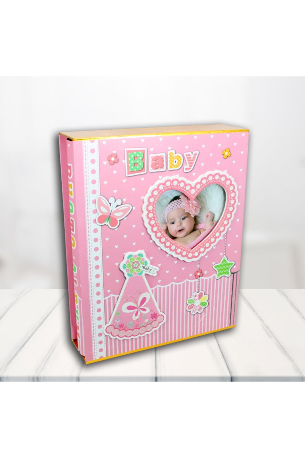 Süsle Baby Party Bebek Fotoğraf Albümü, Kalp Çerçeveli, Kutulu Ve 200 Resimlik, Pembe